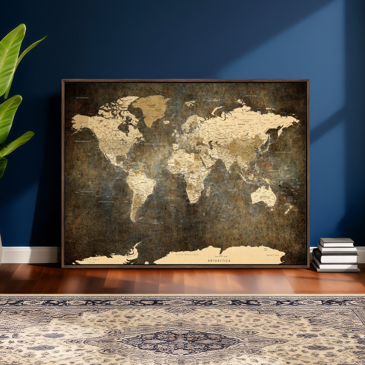 89742472-MGV-CV-36X24 - World Map Wall Art Canvas Print, Modern Decorative Framed Map Artwork Prints for Living Room, Office, Bedroom Wall Decor