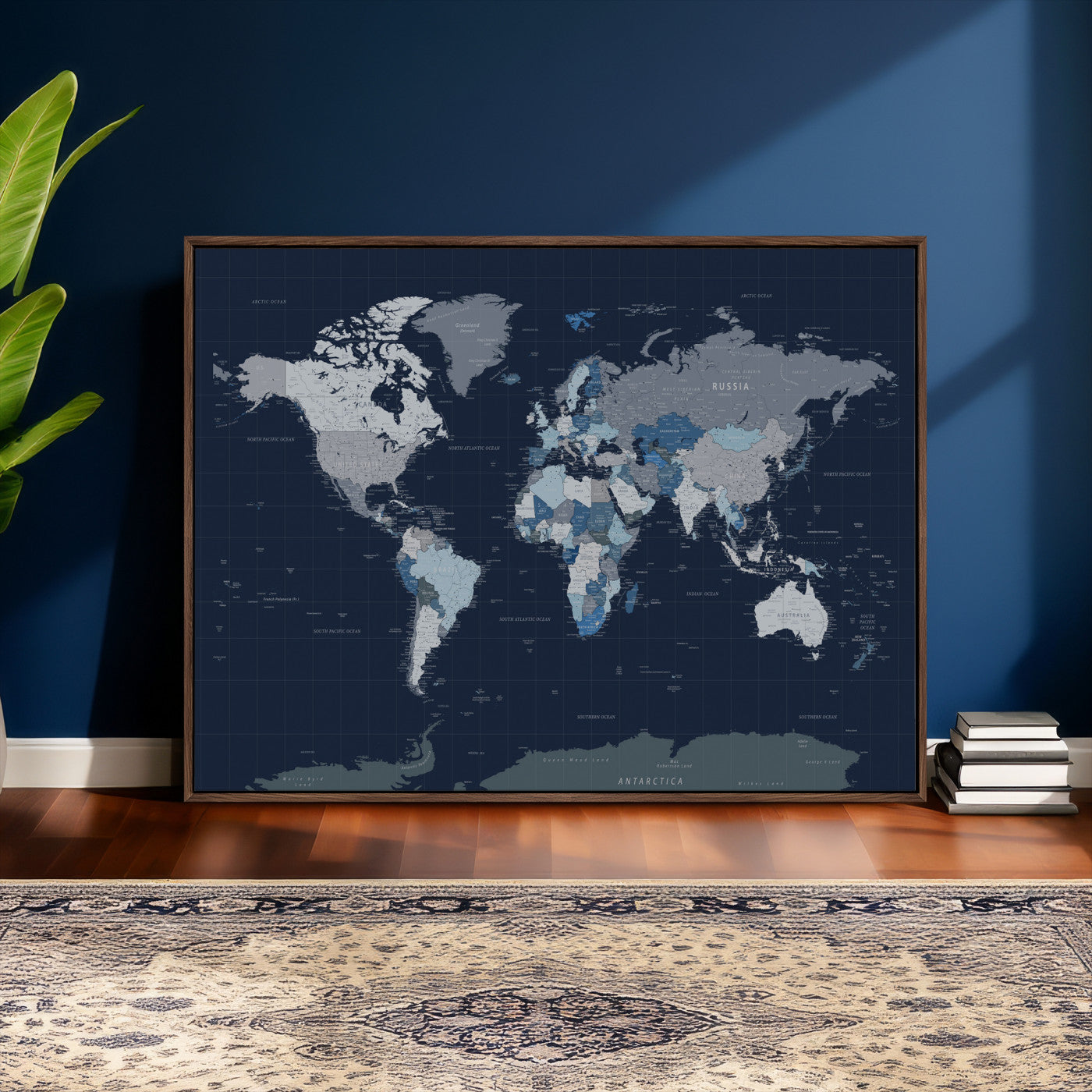 17712680-MGV-CV-36X24 - World Map Wall Art Canvas Print, Modern Decorative Framed Map Artwork Prints for Living Room, Office, Bedroom Wall Decor