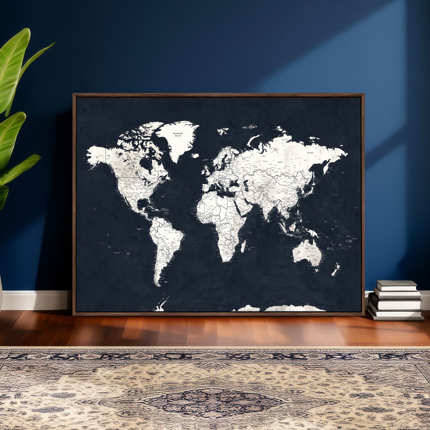 11963807-MGV-CV-36X24 - World Map Wall Art Canvas Print, Modern Decorative Framed Map Artwork Prints for Living Room, Office, Bedroom Wall Decor