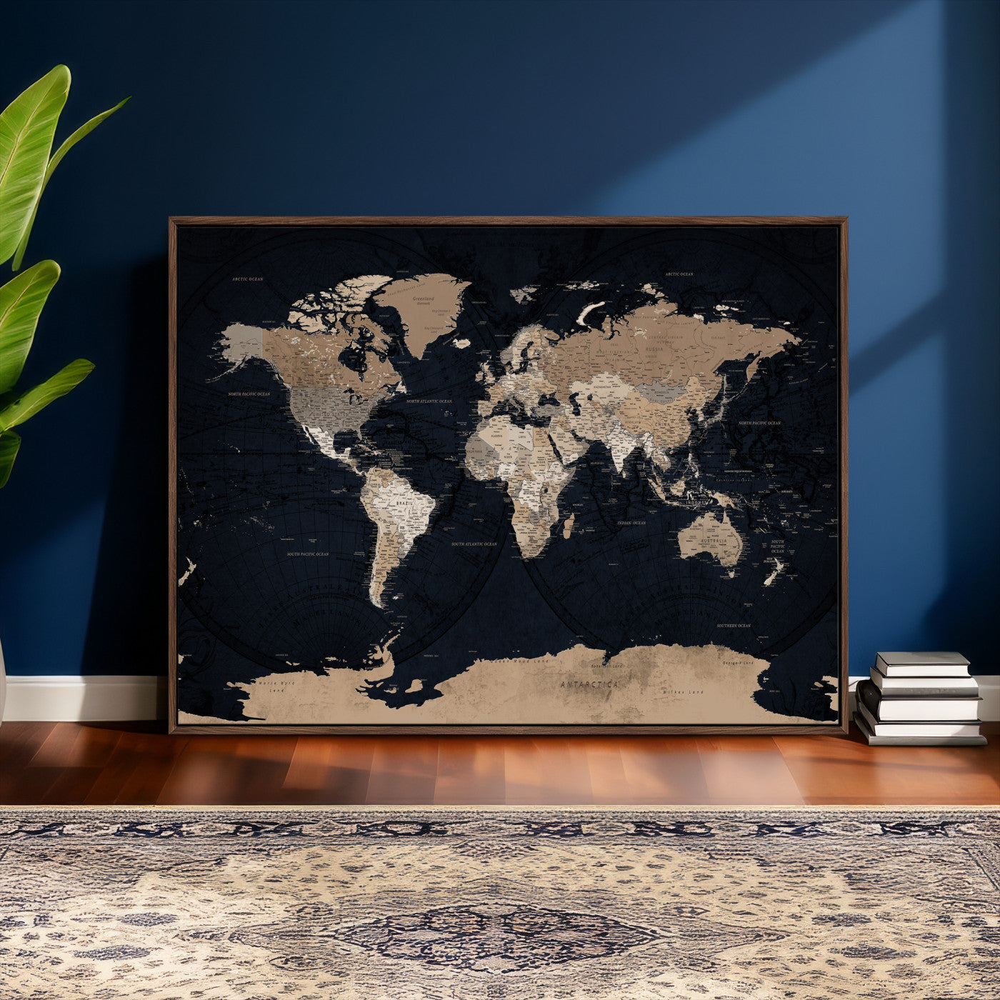 25812727-MGV-CV-36X24 - World Map Wall Art Canvas Print, Modern Decorative Framed Map Artwork Prints for Living Room, Office, Bedroom Wall Decor