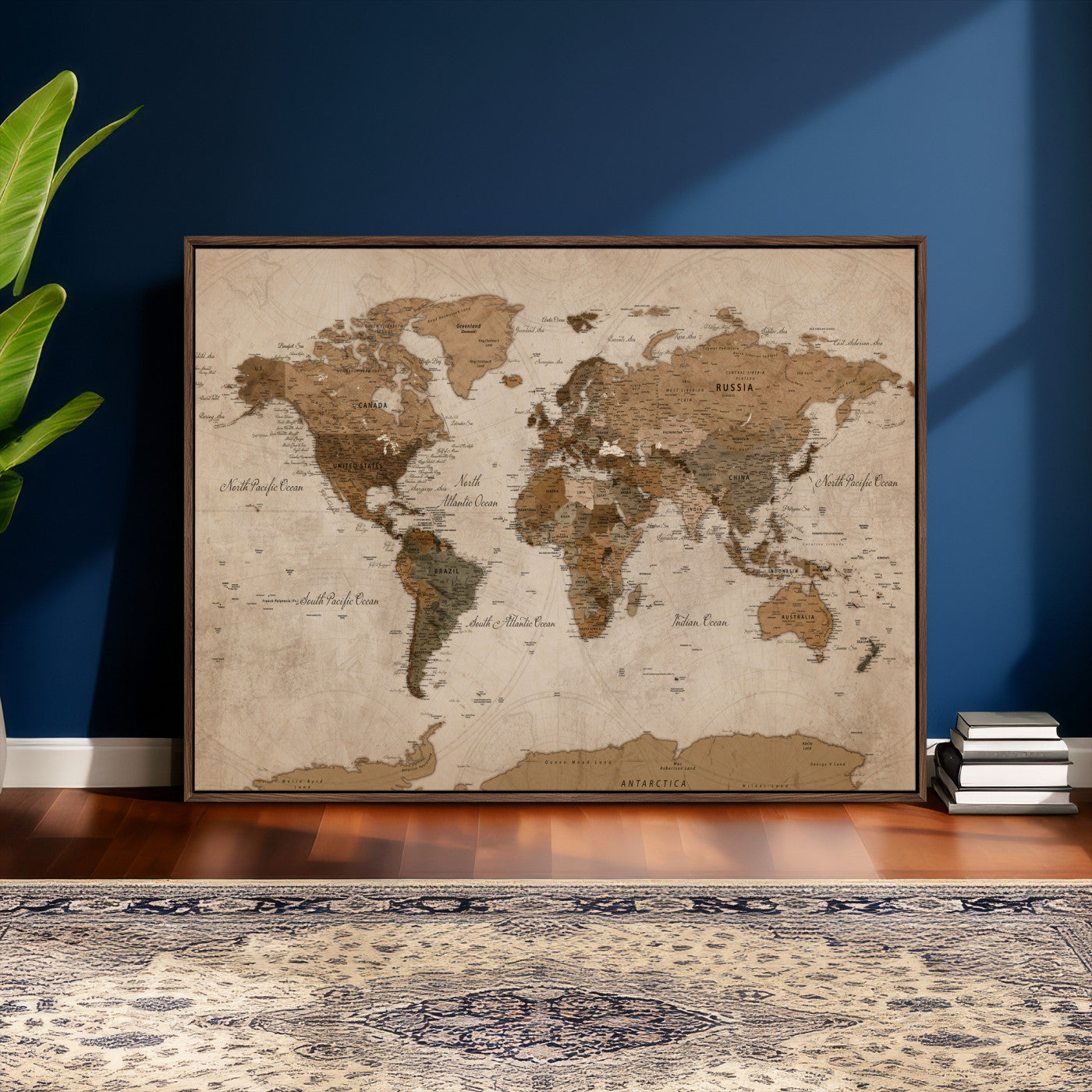 40064188-MGV-CV-36X24 - World Map Wall Art Canvas Print, Modern Decorative Framed Map Artwork Prints for Living Room, Office, Bedroom Wall Decor