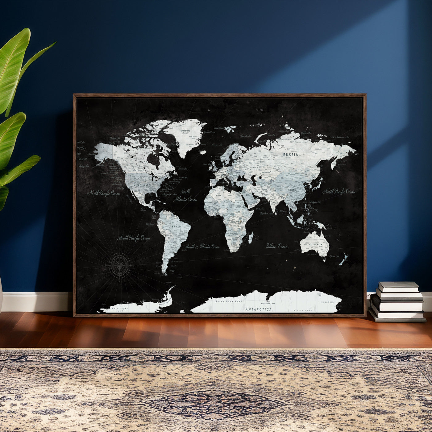 28664806-MGV-CV-36X24 - World Map Wall Art Canvas Print, Modern Decorative Framed Map Artwork Prints for Living Room, Office, Bedroom Wall Decor