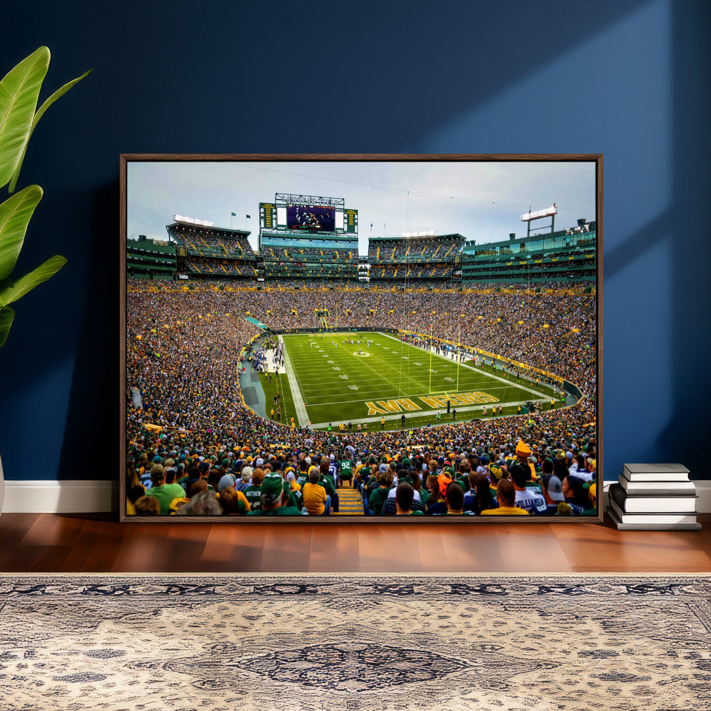 56521752-MGV-CV-36X24 - Green Bay Packers Stadium Wall Art Canvas Print, Lambeau Field Football Stadium Artwork, Framed Wall Art Ready to Hang