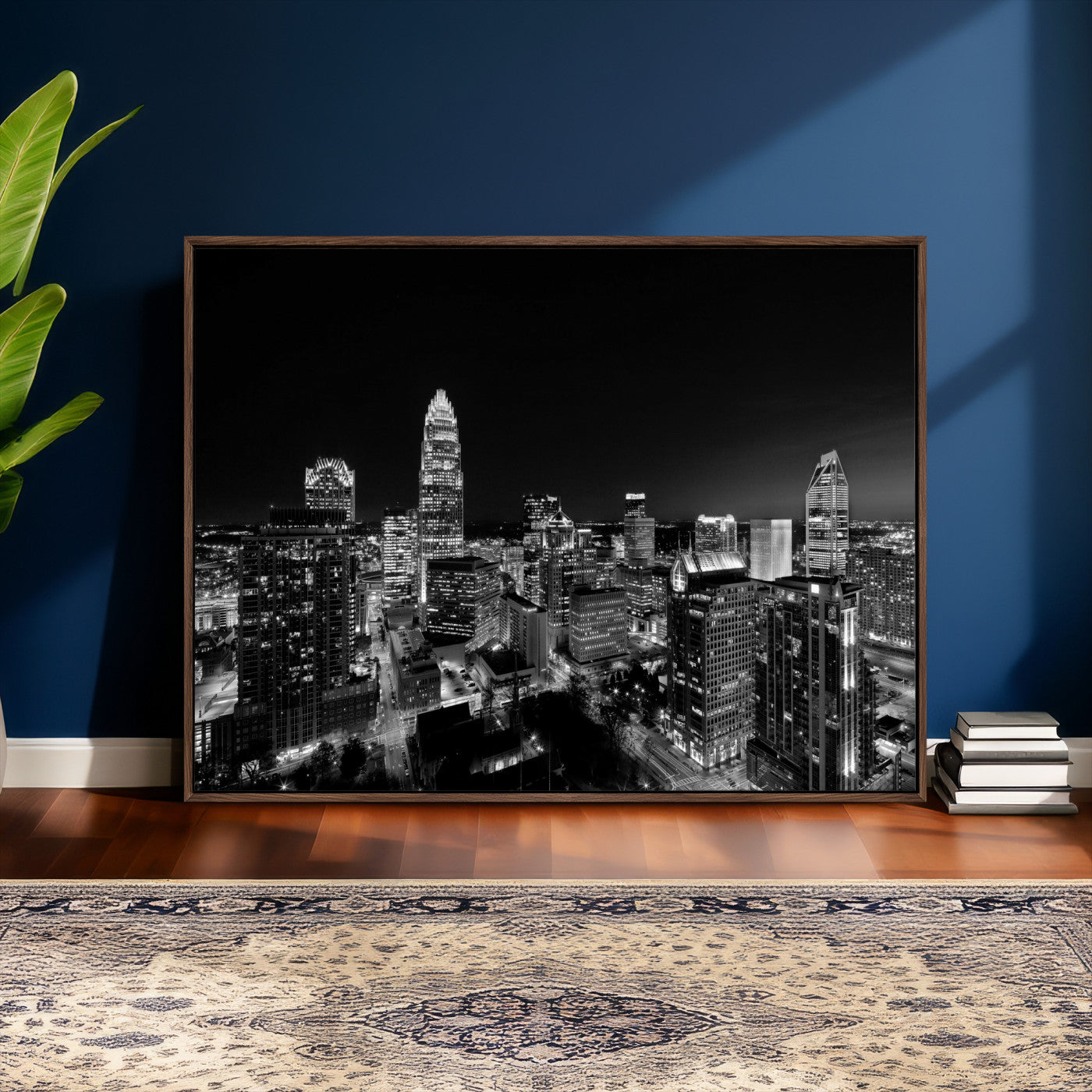 68329345-MGV-CV-36X24 - Atlanta Skyline Wall Art Canvas Print, Atlanta Downtown Night Cityscape Print for Modern Urban Wall Decor