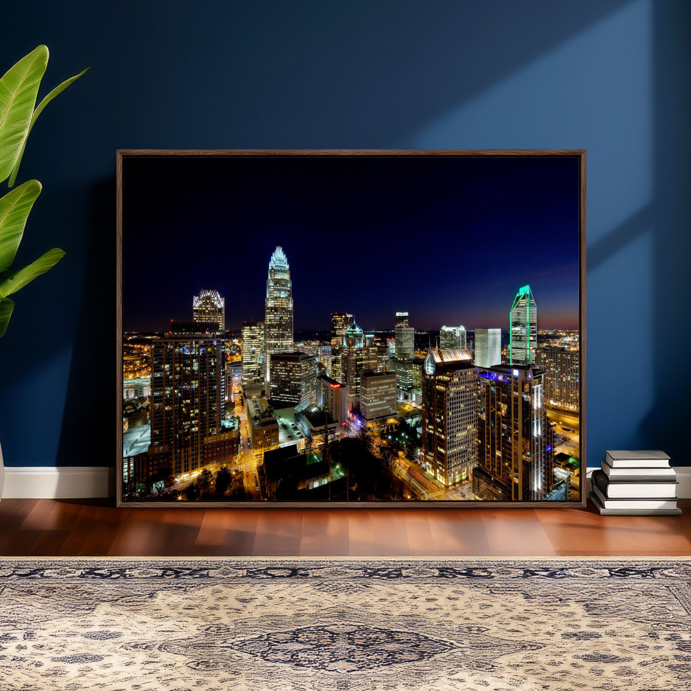 47163738-MGV-CV-36X24 - Atlanta Skyline Wall Art Canvas Print, Atlanta Downtown Night Cityscape Print for Modern Urban Wall Decor