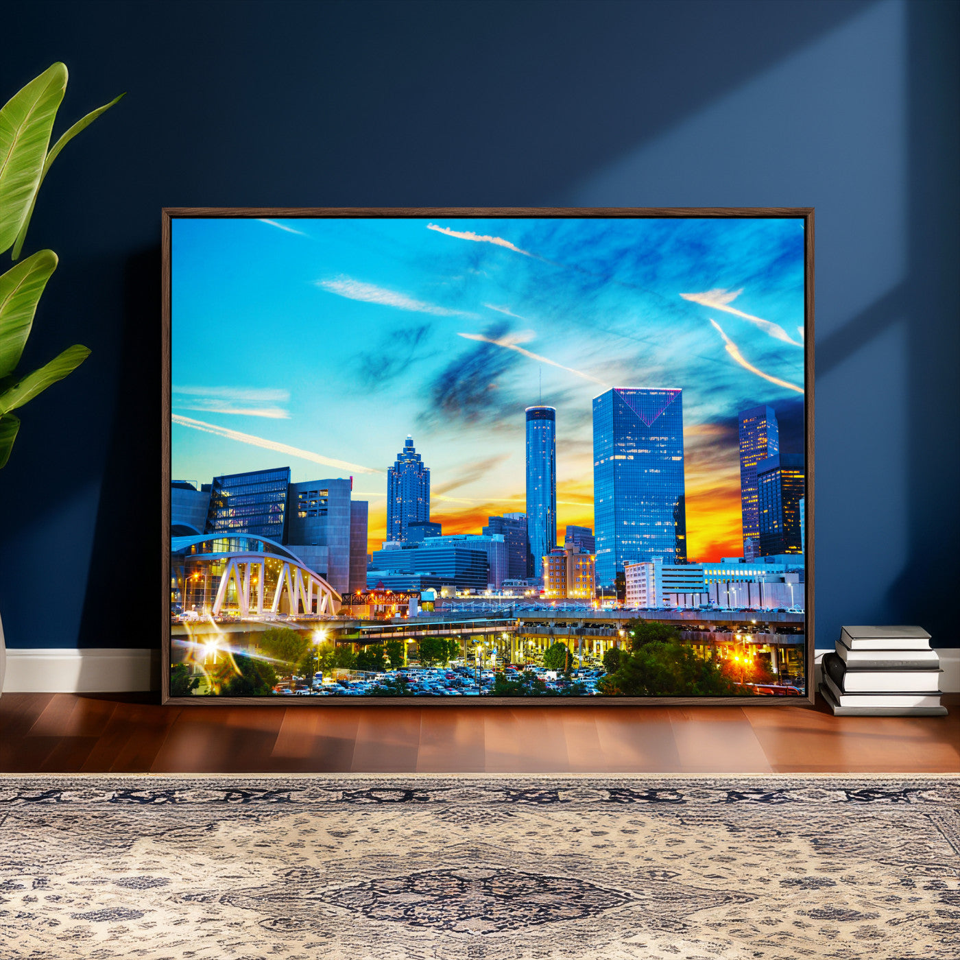 23097797-MGV-CV-36X24 - Atlanta Skyline Wall Art Canvas Print, Atlanta Downtown Night Cityscape Print for Modern Urban Wall Decor