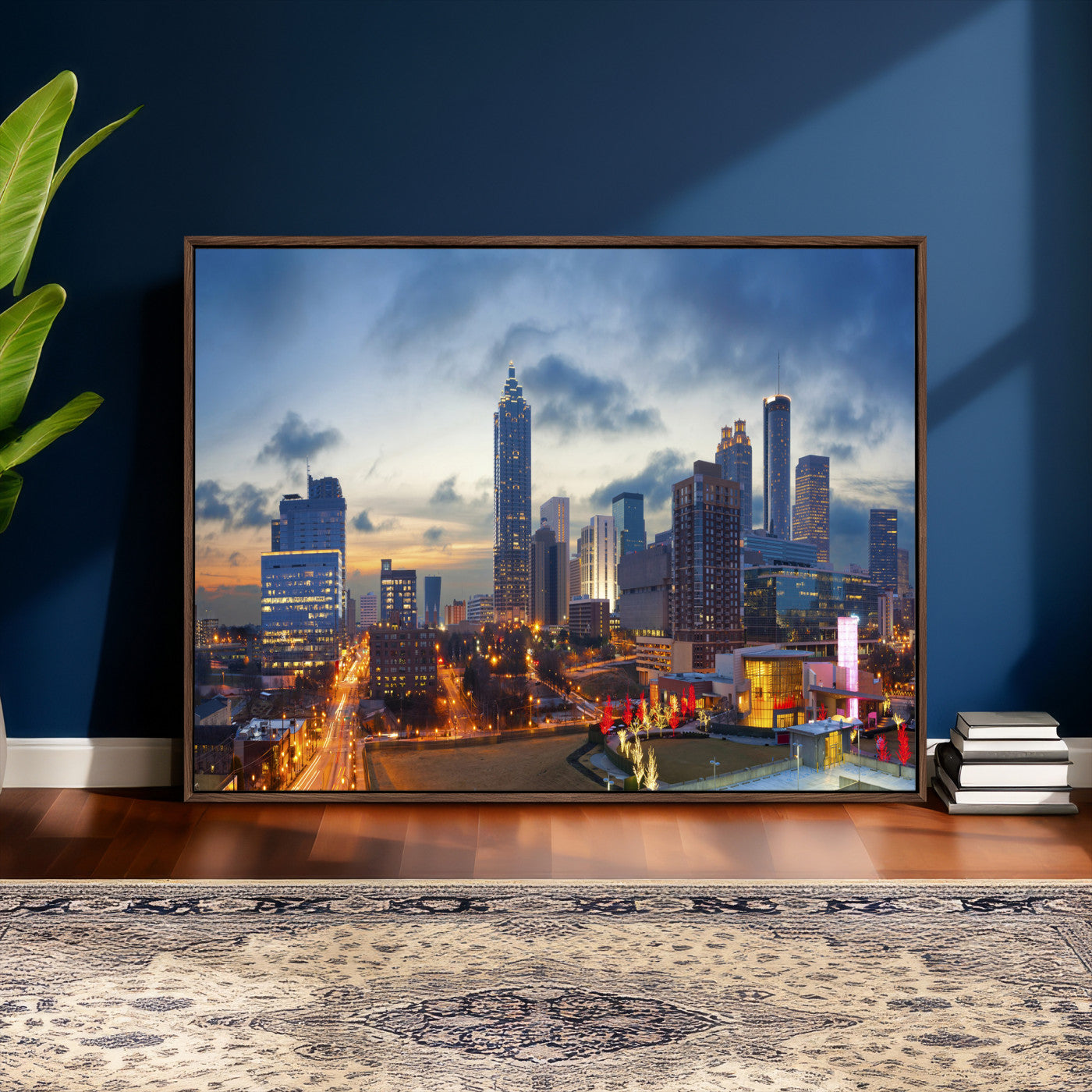18461309-MGV-CV-36X24 - Atlanta Skyline Wall Art Canvas Print, Atlanta Downtown Night Cityscape Print for Modern Urban Wall Decor