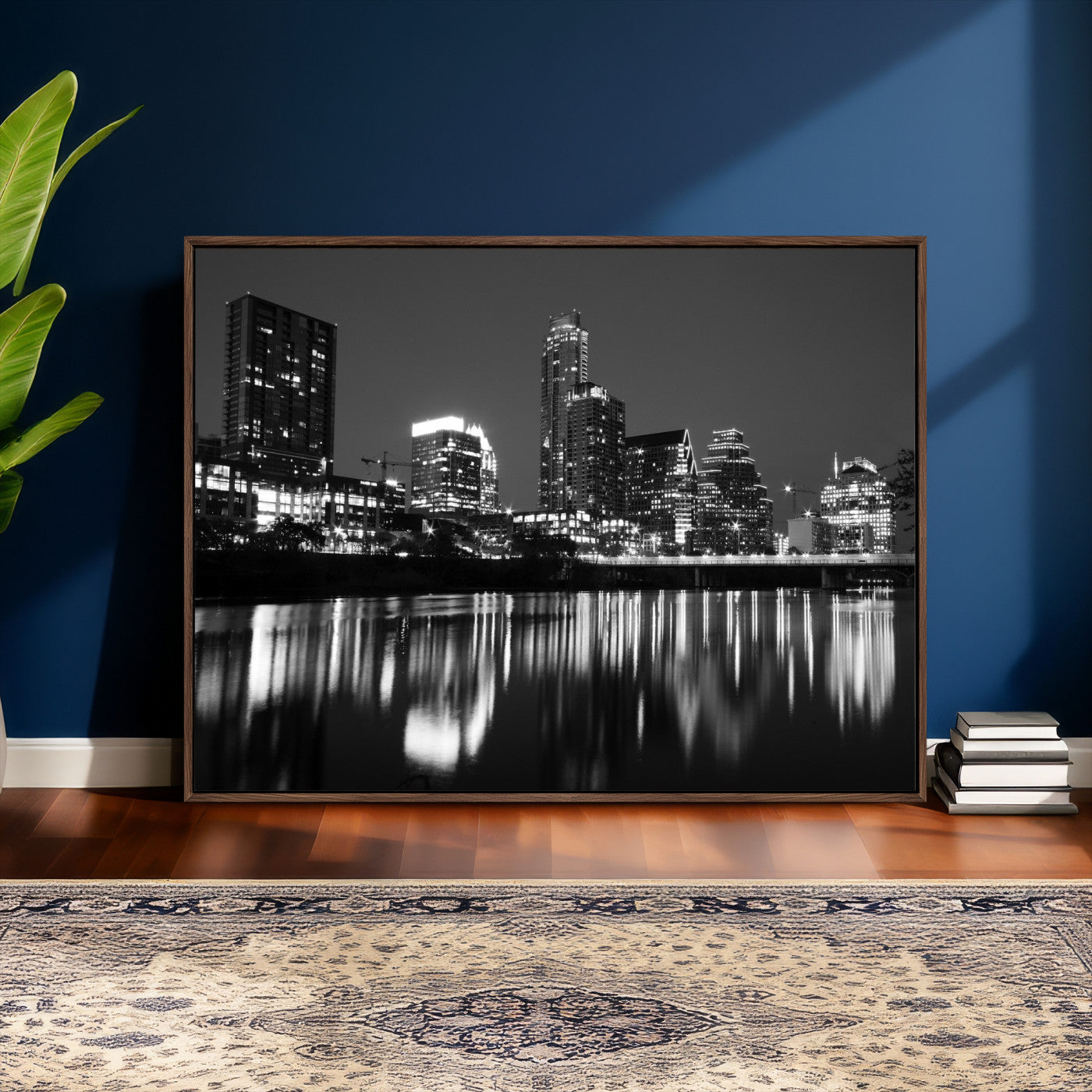 38129554-MGV-CV-36X24 - Austin Skyline Wall Art Canvas Print, Austin Downtown Night Cityscape Print for Modern Urban Wall Decor