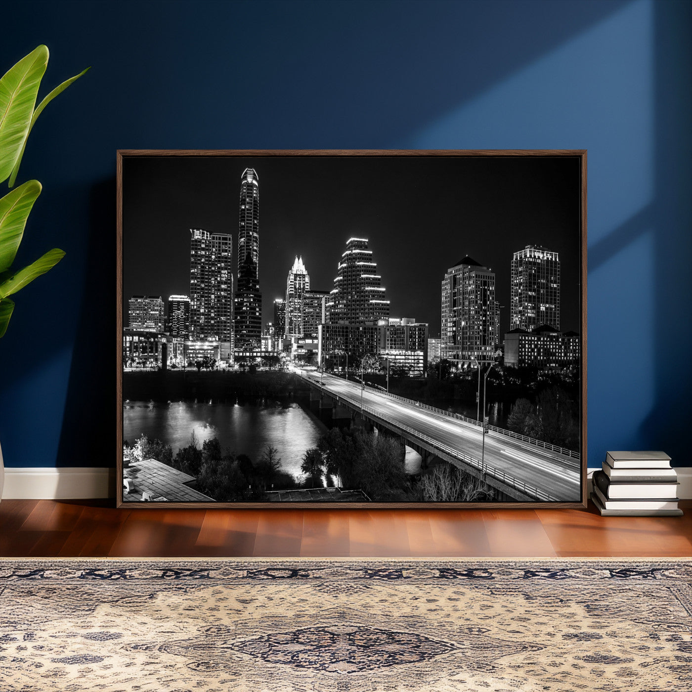 37531750-MGV-CV-36X24 - Austin Skyline Wall Art Canvas Print, Austin Downtown Night Cityscape Print for Modern Urban Wall Decor