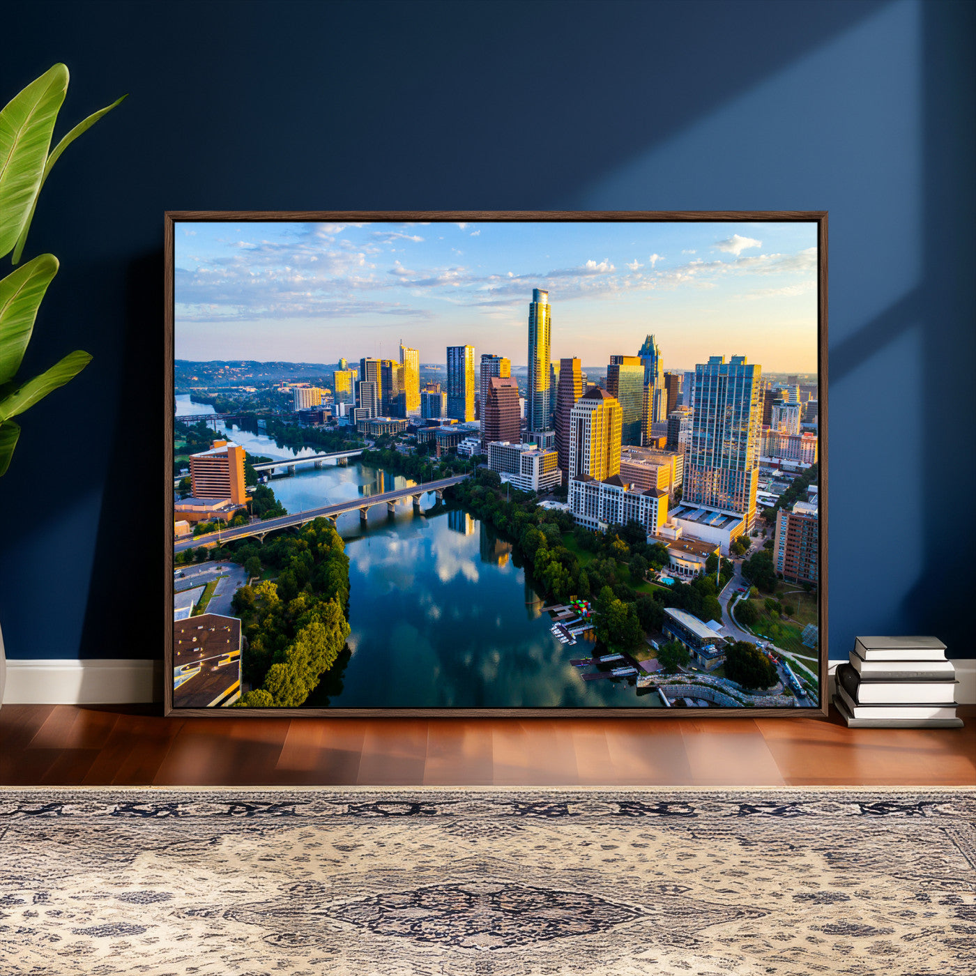 33675326-MGV-CV-36X24 - Austin Skyline Wall Art Canvas Print, Austin Downtown Night Cityscape Print for Modern Urban Wall Decor
