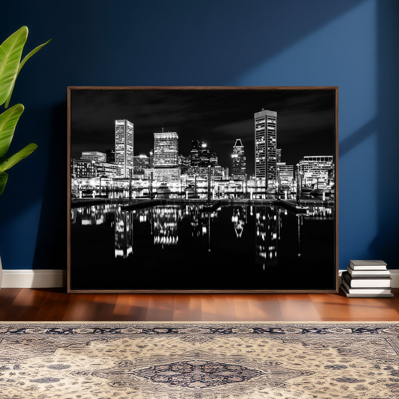 69187681-MGV-CV-36X24 - Baltimore Skyline Wall Art Canvas Print, Baltimore Downtown Night Cityscape Print for Modern Urban Wall Decor