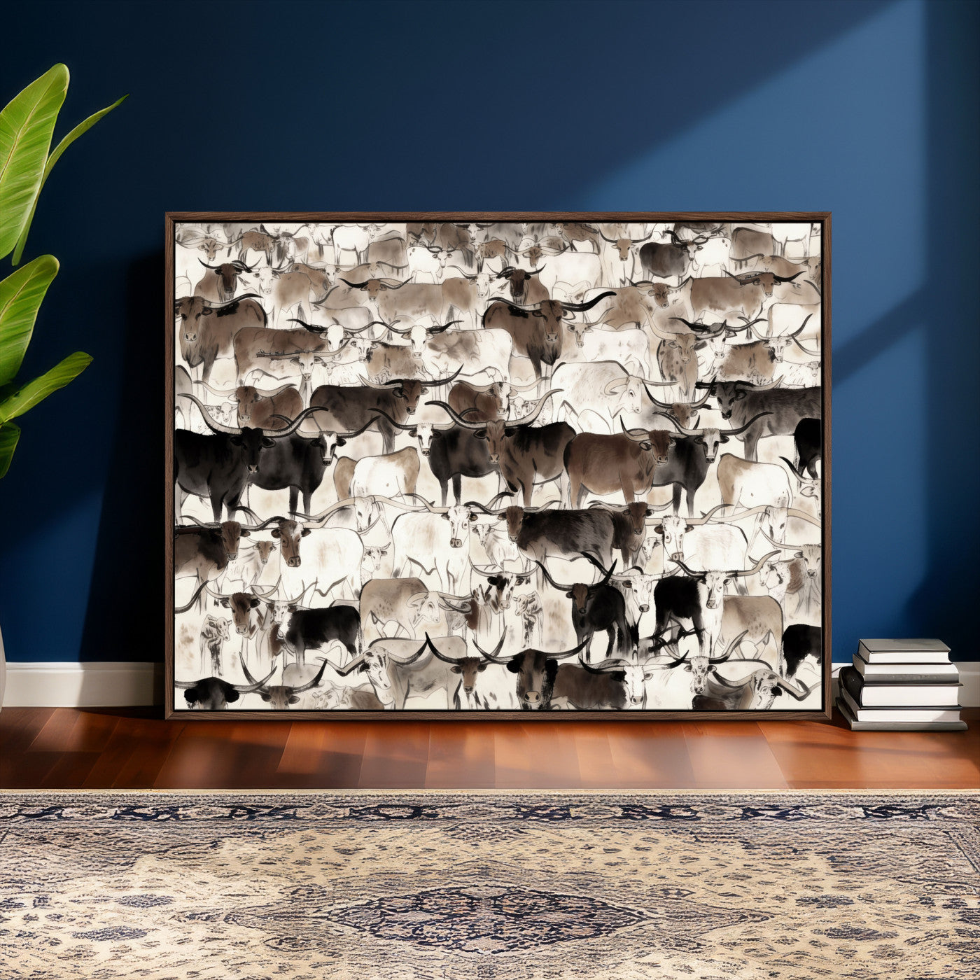 46084312-MGV-CV-36X24 - Farmhouse Animals Wall Art Canvas Print - Abstract Farm Animal Drawing Mid-Century Wall Art for Cabin Decor