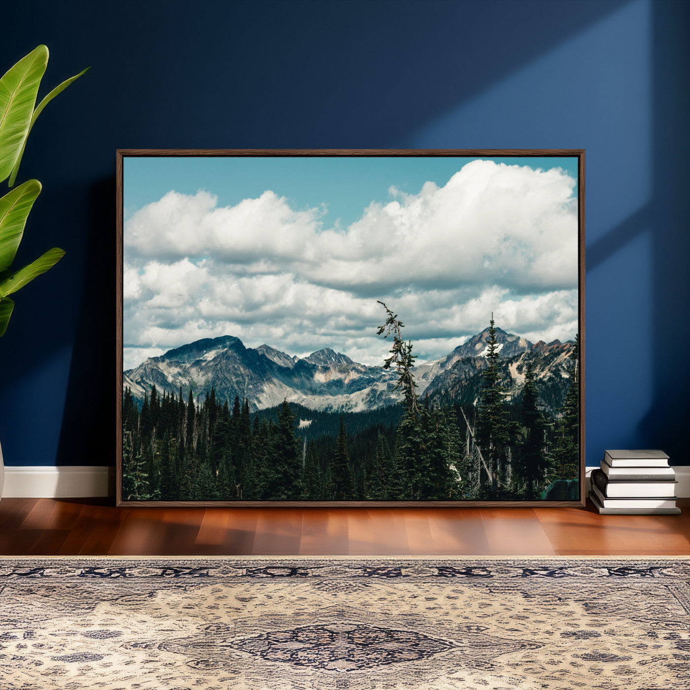30416773-MGV-CV-36X24 - Mountain Forest Wall Art Canvas Print, Alpine Pine Tree Landscape Photography, Scenic Wilderness Mountain View, Nature Wall Decor