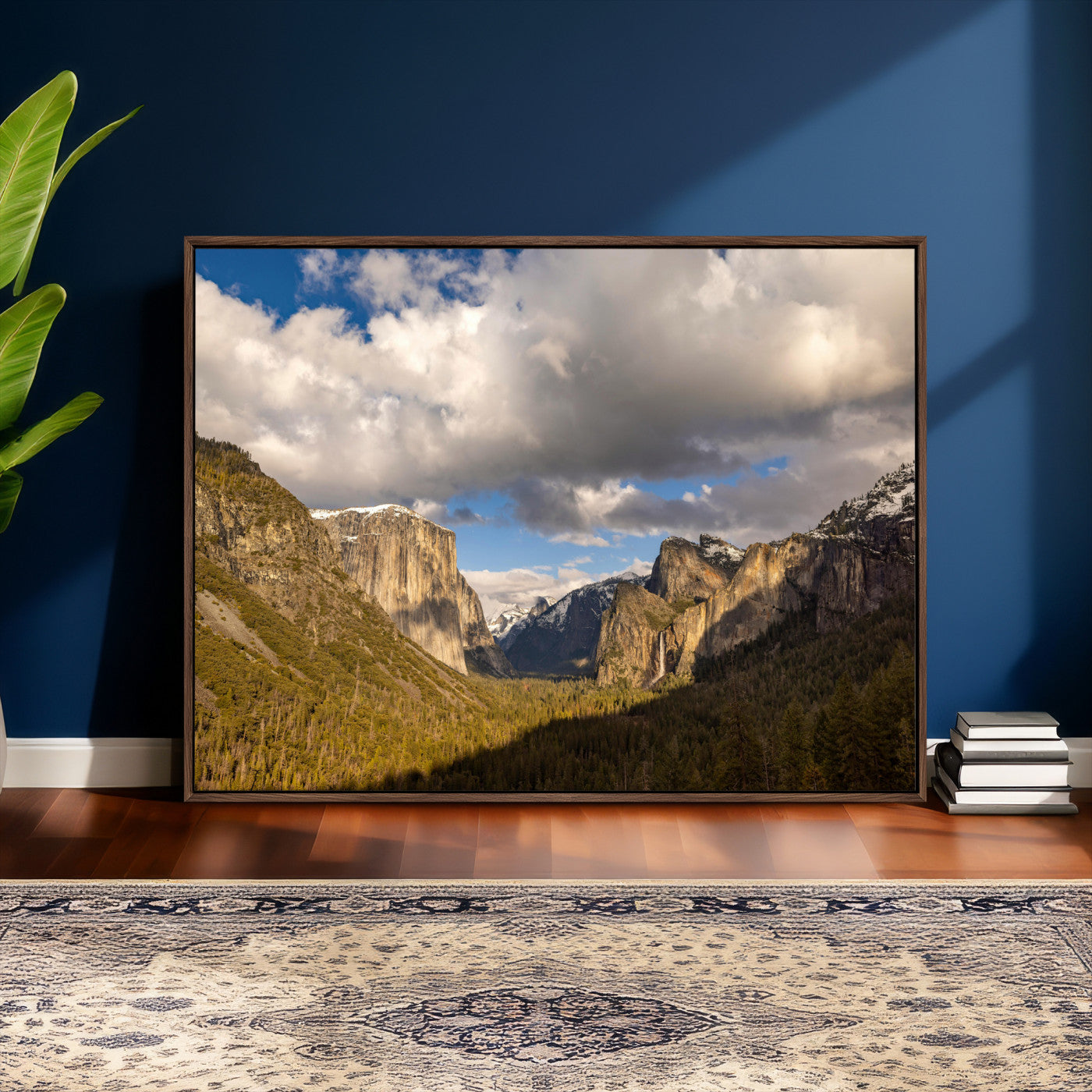51451302-MGV-CV-36X24 - Yosemite Valley Mountain Landscape Wall Art Canvas Print, Granite Cliff Forest Valley Canvas Print, California National Park Scenic Art Printing