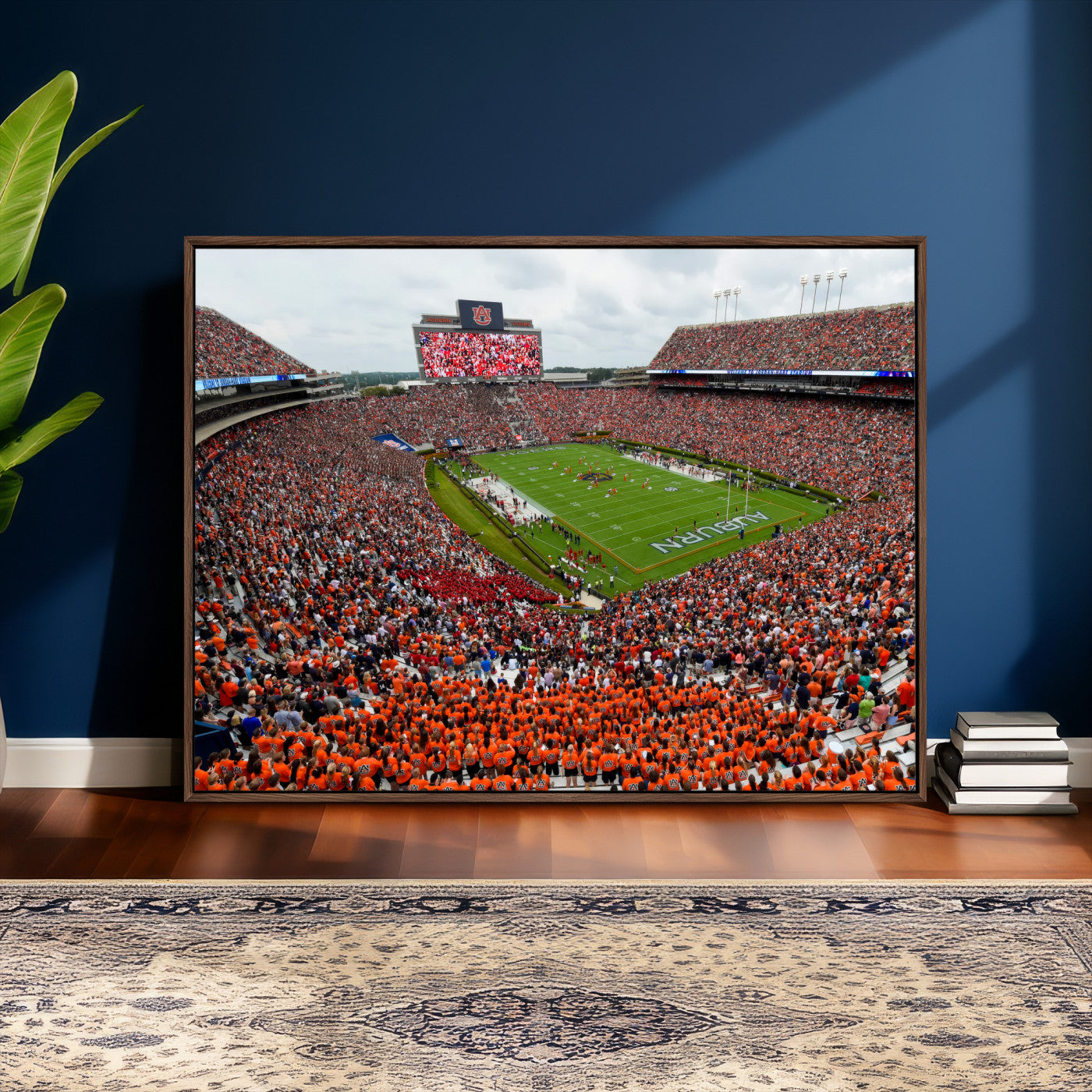 82562490-MGV-CV-36X24 - Auburn Stadium Sunset Wall Art Canvas Print, Jordan Hare Stadium Game Day Crowd, Auburn Tigers Football Artwork