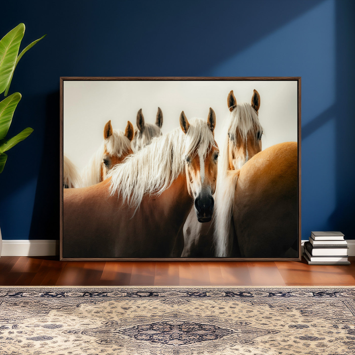71904941-MGV-CV-36X24 - Wild Horse Herd Wall Art Canvas Print, Natural Horse Portrait Nature Wall Decor for Living Room and Office