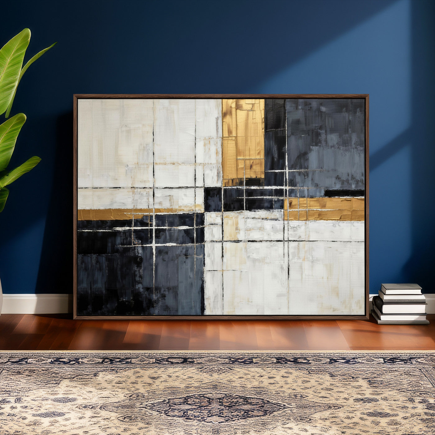 78975677-MGV-CV-36X24 - Gold Abstract Wall Art Canvas Print, Modern Luxury Geometric Painting Wall Decor for Living Room and Office