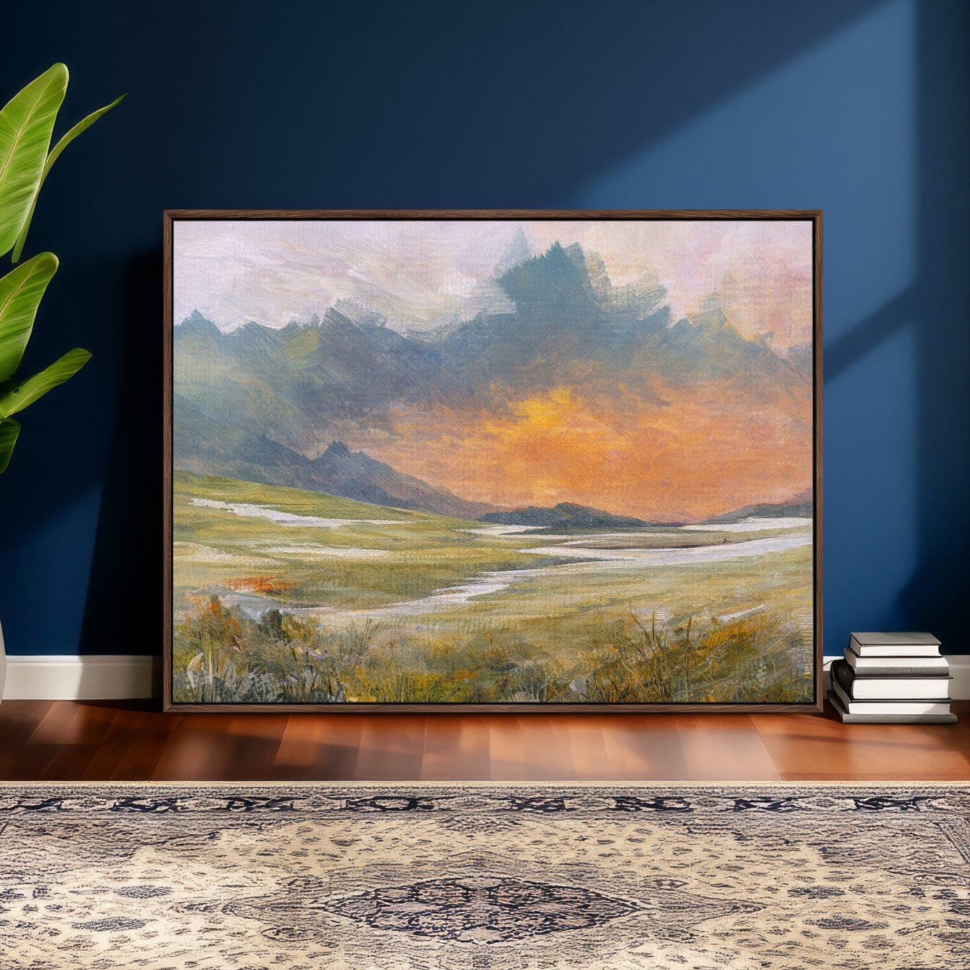 39892091-MGV-CV-36X24 - Mountain Sunset Wall Art Canvas Print Vintage Landscape Panorama Rustic Nature Decor