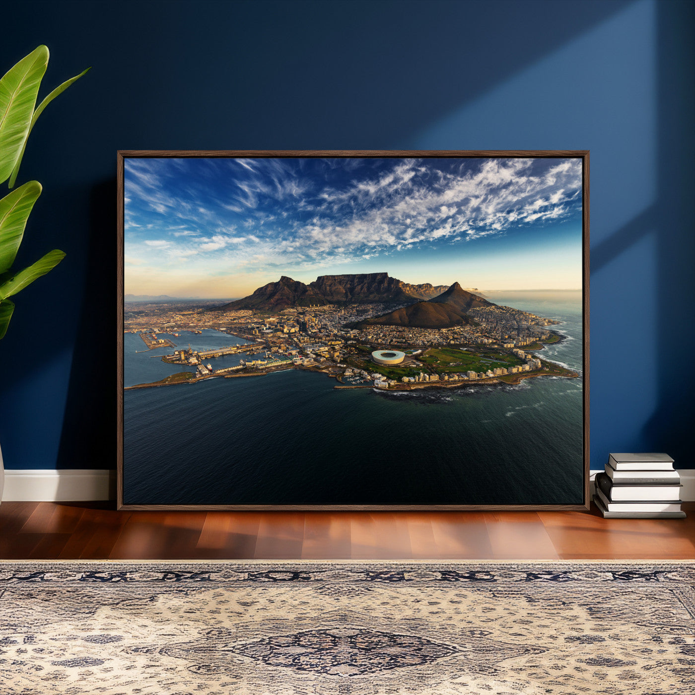 14654591-MGV-CV-36X24 - Cape Town Skyline Wall Art Canvas Print – Table Mountain Coastal Cityscape Artwork for Modern Office Decor