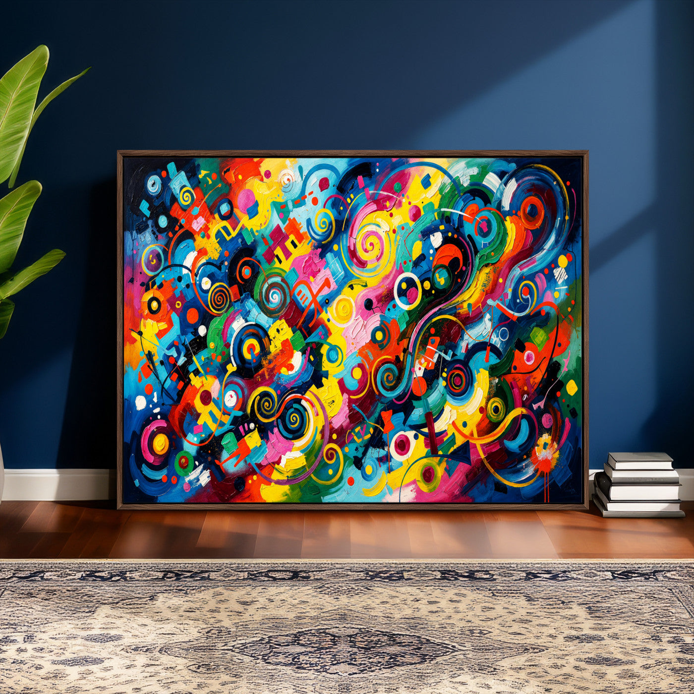 4712069R1-MGV-CV-36X24 - Geometric Abstract Wall Art Canvas Print, Bold Color Abstract Expressionist Painting Print, Modern Geometric Abstract Canvas Art