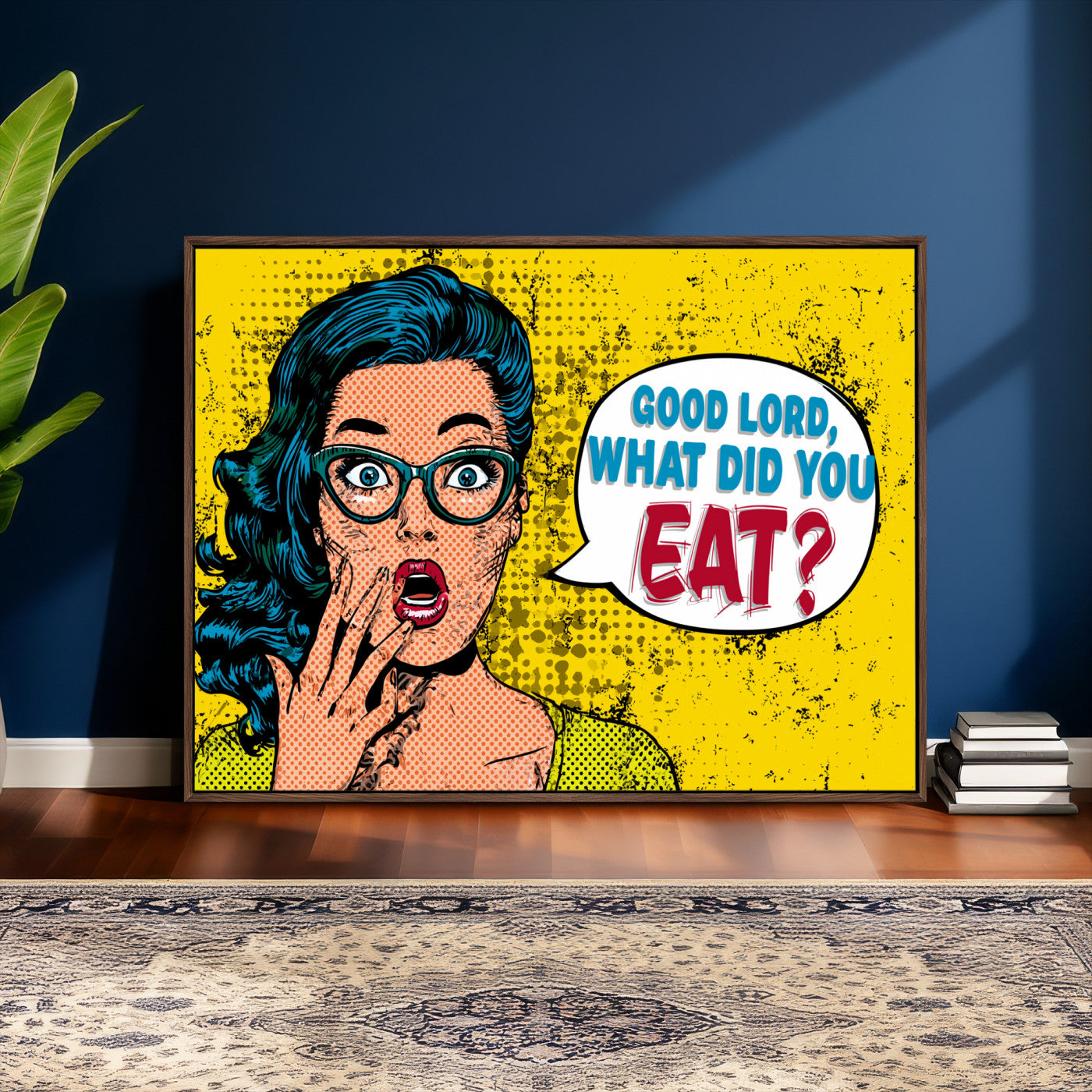 88217969-MGV-CV-36X24 - Pop Art Print Bathroom Sign Wall Art Canvas Print — Funny Bathroom Canvas | Comic Style Toilet Wall Decor | Humor Gift | Yellow Bold Bathroom Art