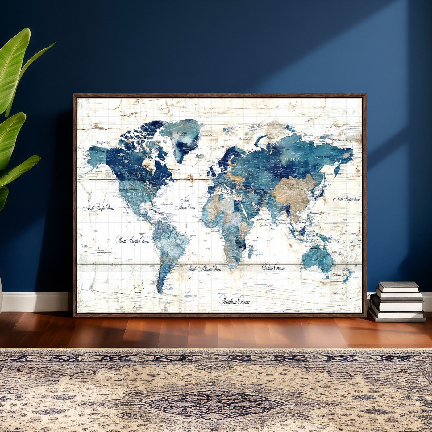 86799232-MGV-CV-36X24 - Watercolor World Map Canvas Wall Art Print – Abstract Colorful Travel Wall Decor