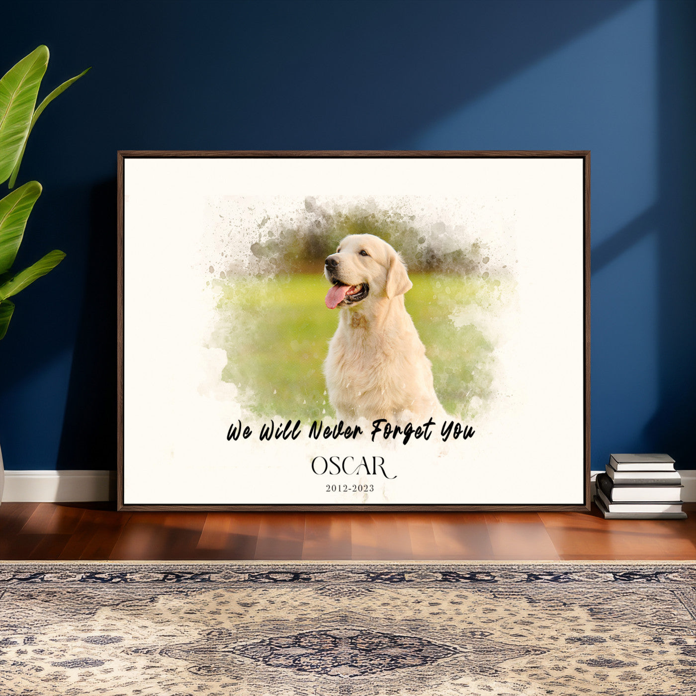 78367466-MGV-CV-36X24 - Pet Memorial Wall Art Canvas Print, Custom Dog Memorial Portrait, Personalized Angel Pet Loss Gift, Angel Wings Puppy Print