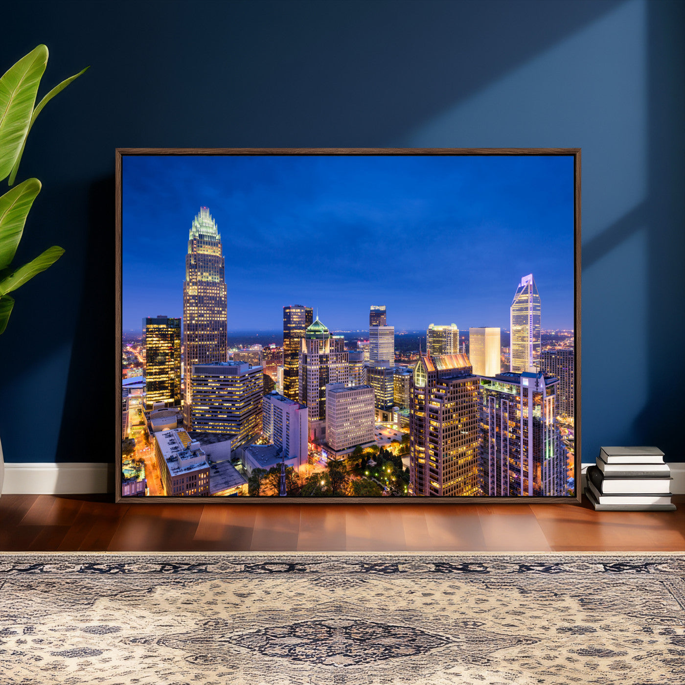 74382190-MGV-CV-36X24 - Charlotte Skyline Canvas Wall Art Print – North Carolina Cityscape Photography Print
