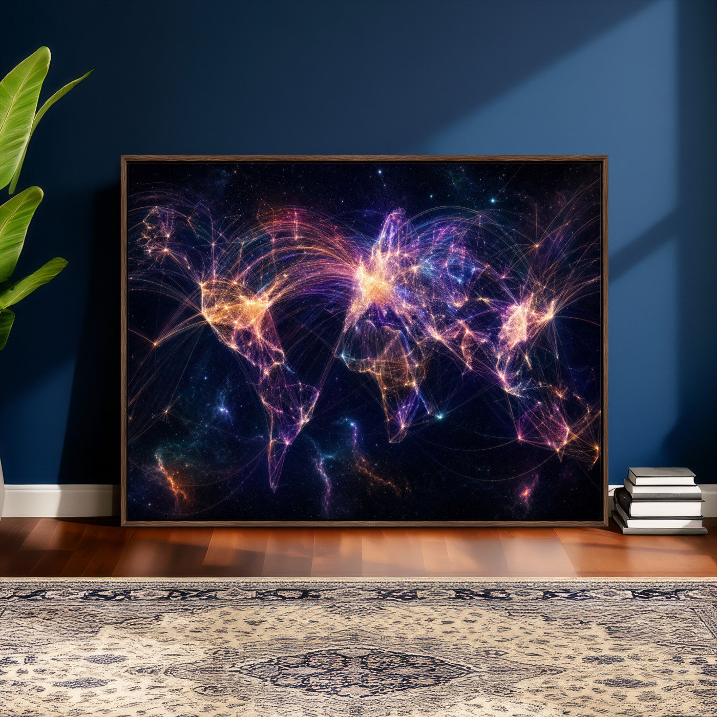 75155491-MGV-CV-36X24 - Global Flight Routes Map Canvas Wall Art, Worldwide Aviation Network Print, International Air Travel Wall Decor