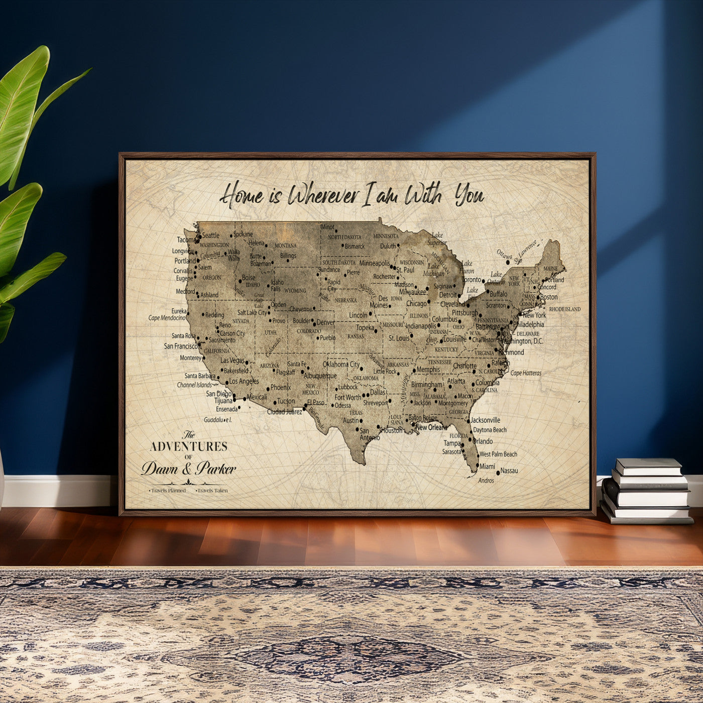 19102499U-MGV-CV-36X24 - Personalized USA Push Pin Travel Map Canvas for Adventure Wall Decor