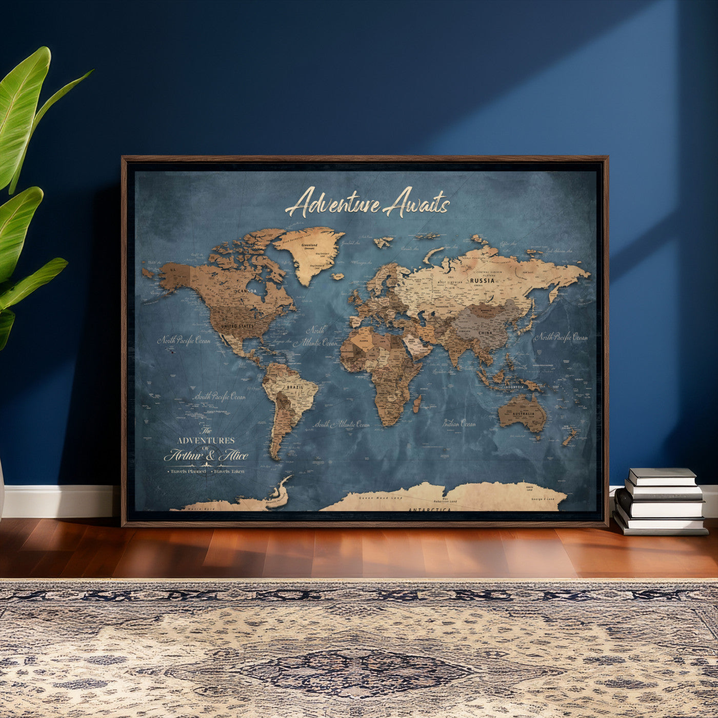 14637271-MGV-CV-36X24 - Custom Push Pin World Map Canvas | Personalized Travel Tracker | Wedding Anniversary Gift for Couples | Adventure Map Wall Art with Pins
