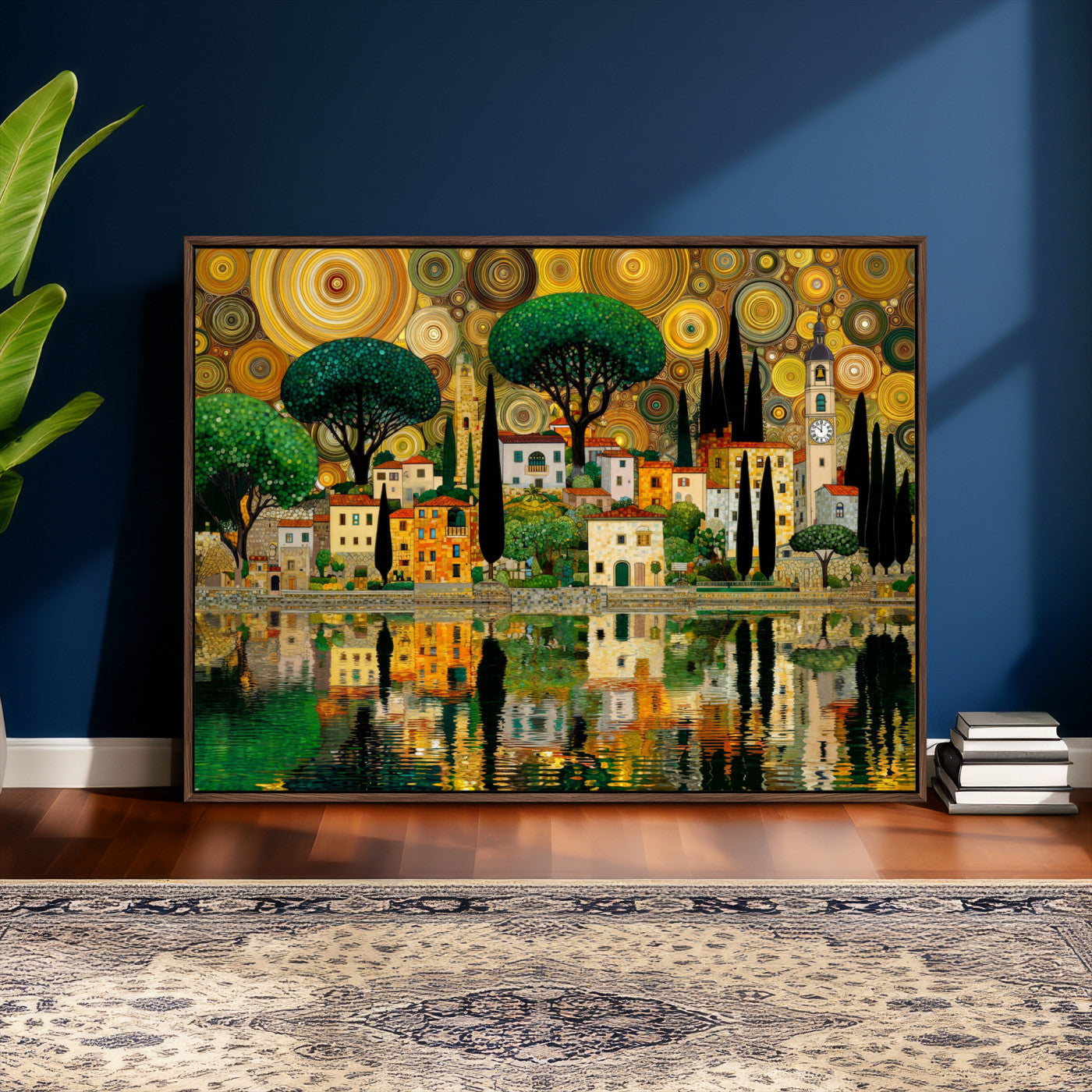 93010897-MGV-CV-36X24 - Gustav Klimt Golden Cityscape Wall Art Canvas Print,