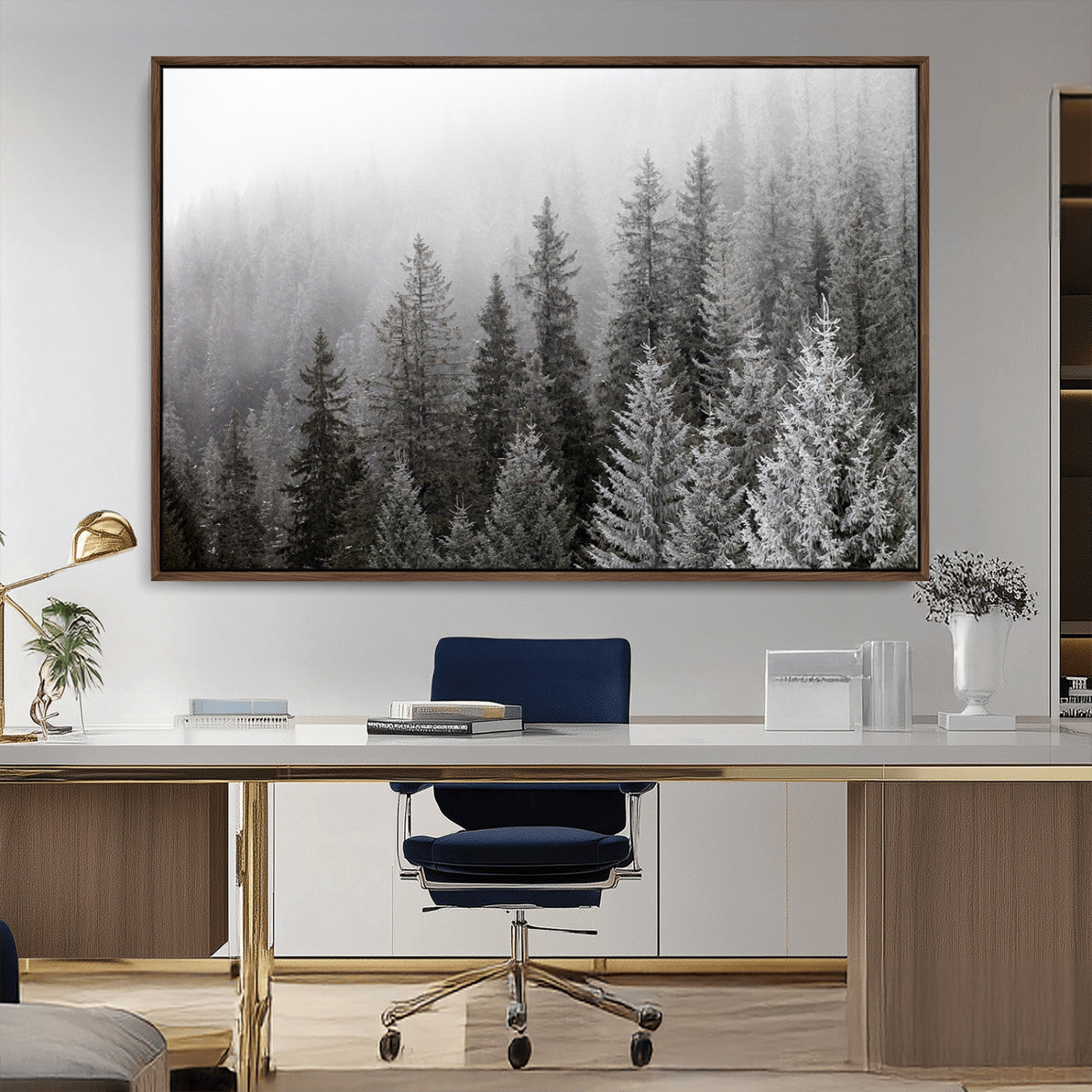 MGV-FC-36X24 - Big Foggy Forest and Misty Trees Forest Wall Art Canvas Print