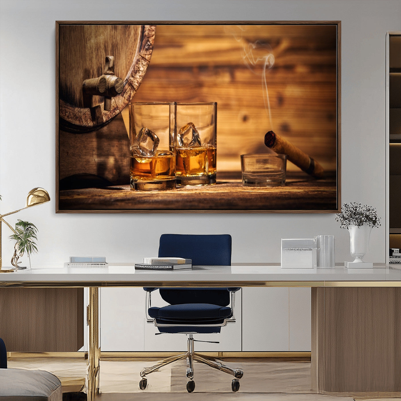 MGV-FC-36X24 - Rustic Whiskey and Barrel Canvas Print