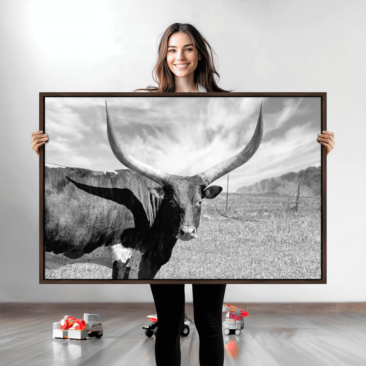 30017-MGV-CV-36X24-Cattle Wall Art Longhorn Cow Canvas Print
