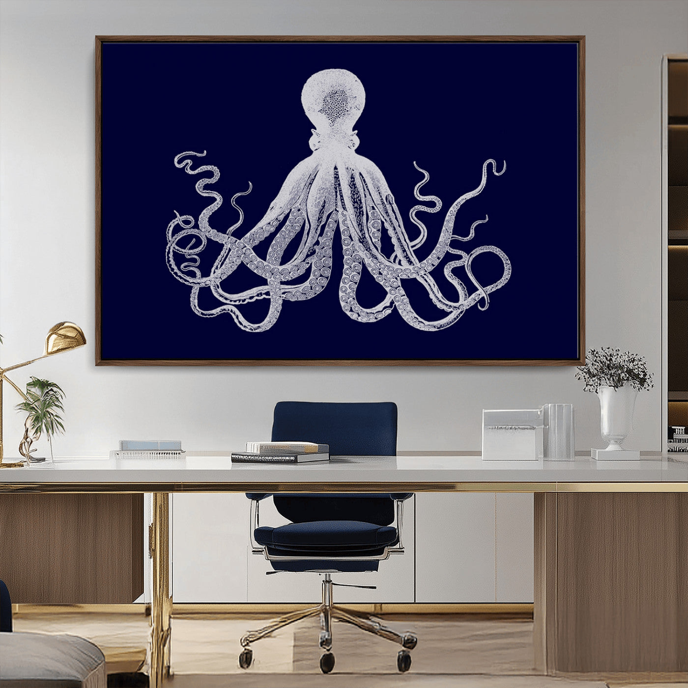 MGV-FC-36X24 - Blue Octopus Wall Art Canvas Print