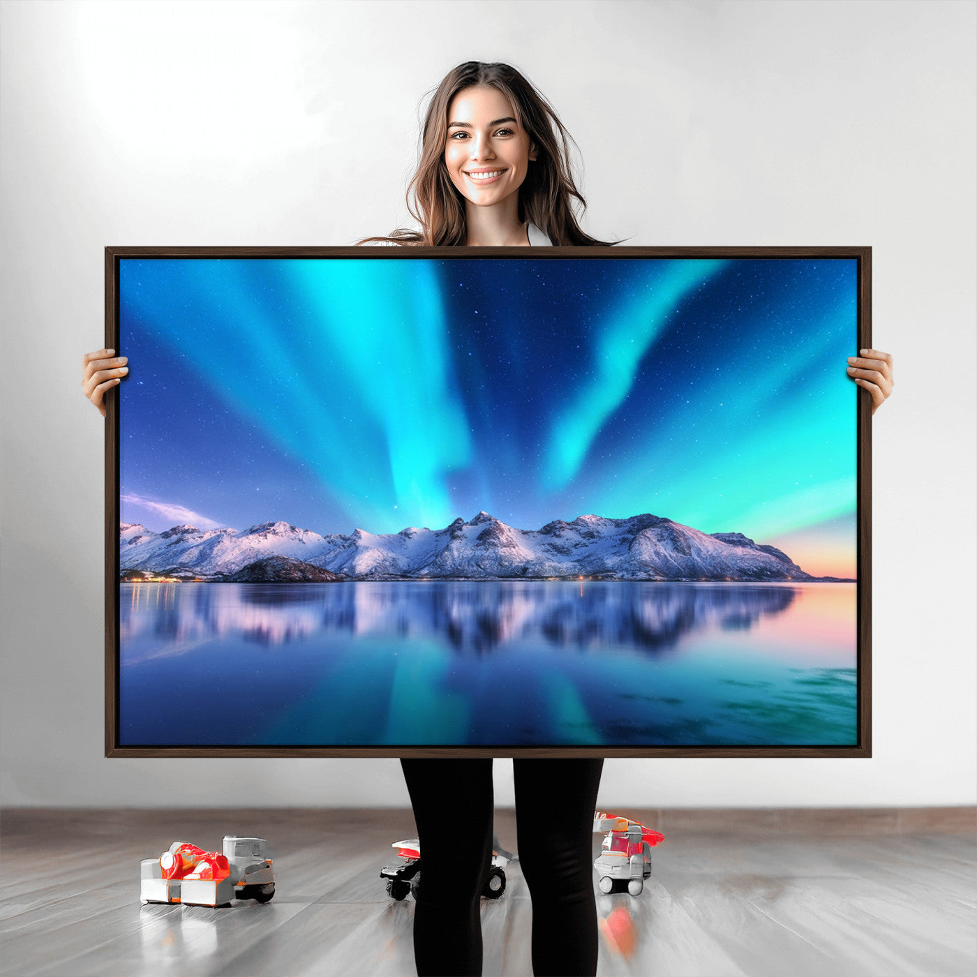49902-MGV-CV-36X24-Northern Lights above Mountain Wall Art, Northern Lights Wall Art Canvas Print