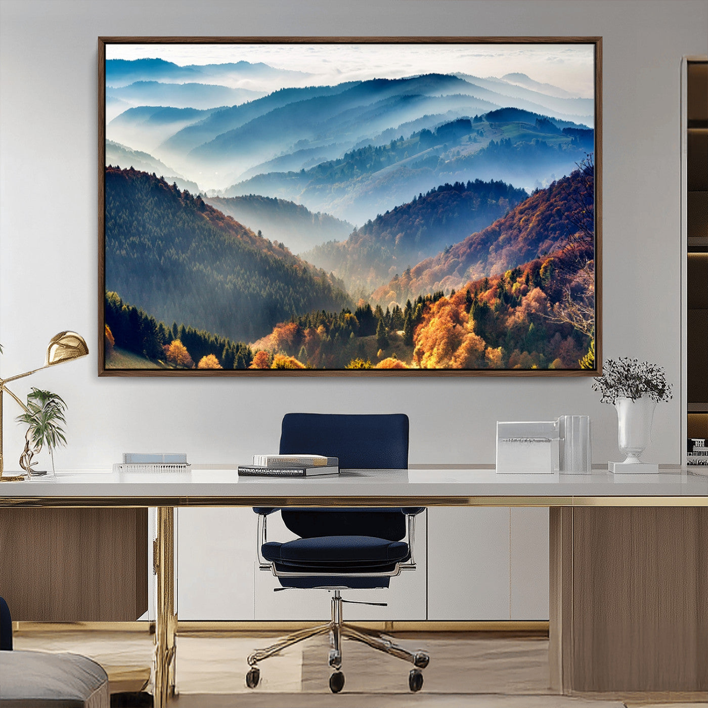 MGV-FC-36X24 - Mountains Forest Autumn Wall Art Canvas Print