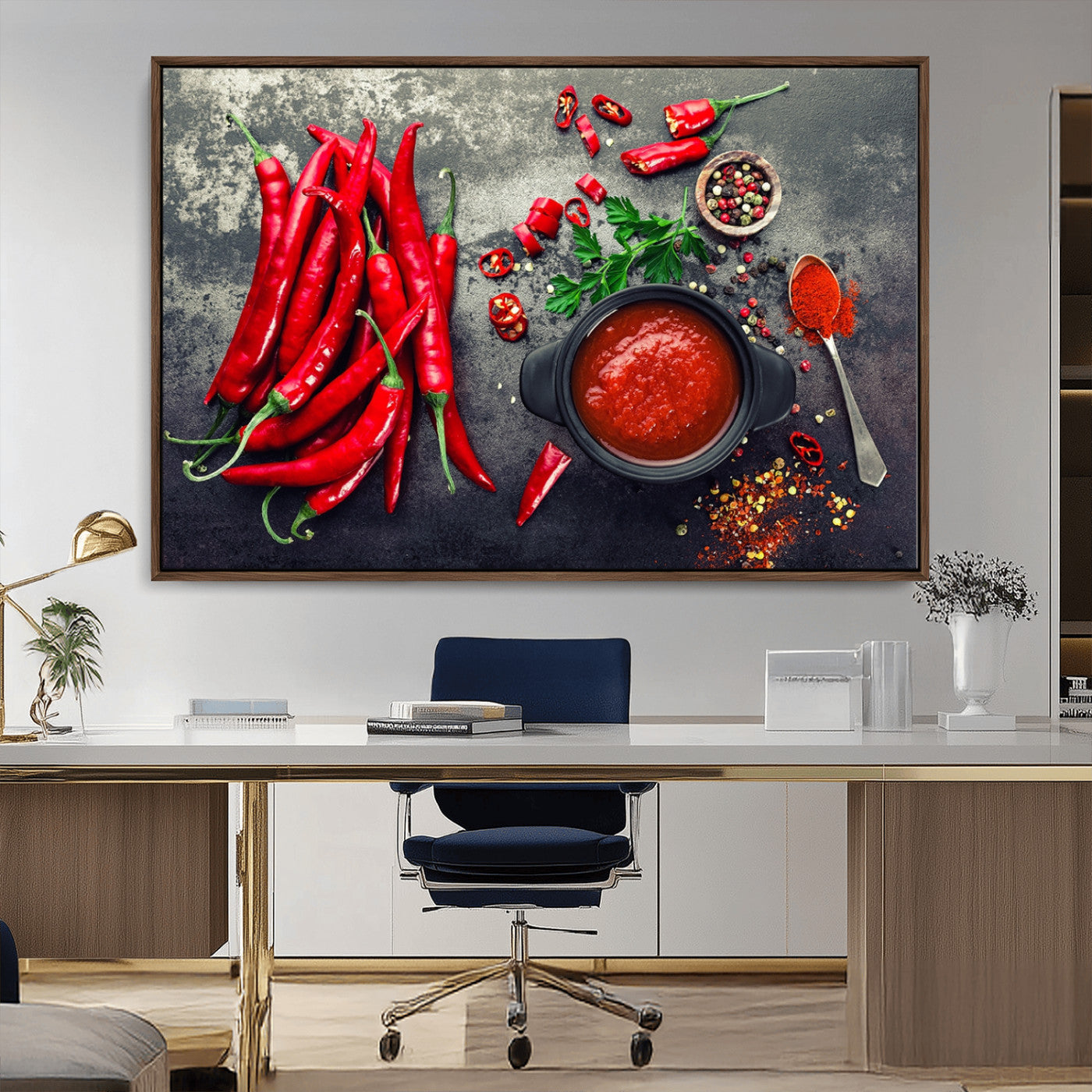 MGV-FC-36X24 - Red Pepper Kitchen and Restaurant Wall Wall Art, Red Pepper Kitchen Wall Decor Canvas Print
