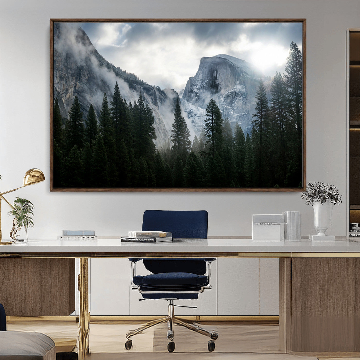 MGV-FC-36X24 - Yosemite National Park El Capitan Foggy Mountain Wall Art | Large Canvas Print for Living Room,