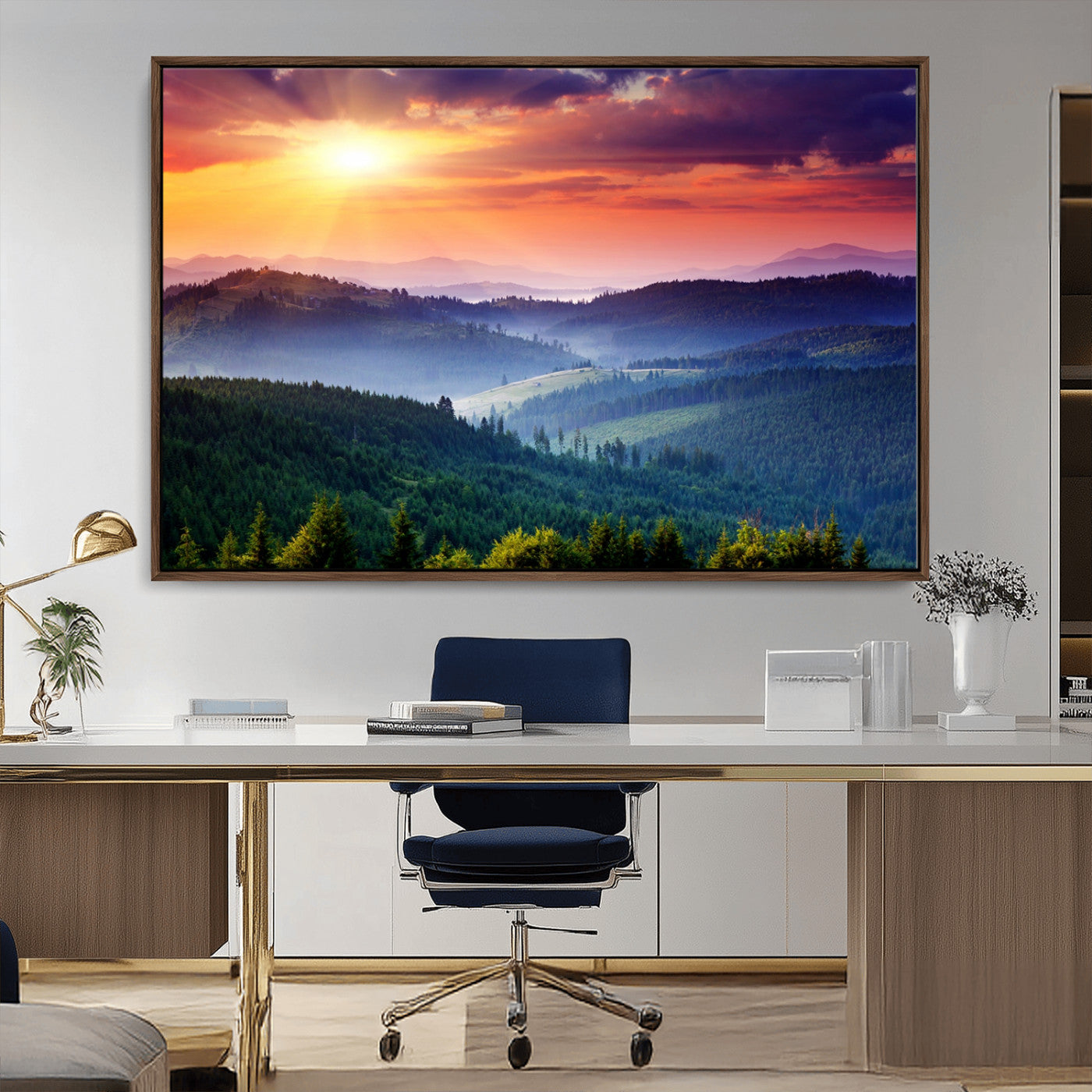 MGV-FC-36X24 - Mountain and Sunset Wall Art Canvas Print