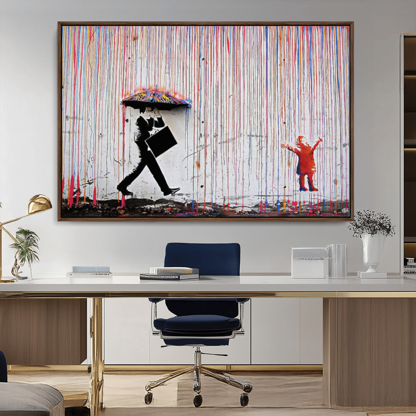 MGV-FC-36X24 - Banksy Wall Art Canvas Print, Framed Graffiti Art Picture Print, Banksy Urban Graffiti Perfect Modern Decor Artwork