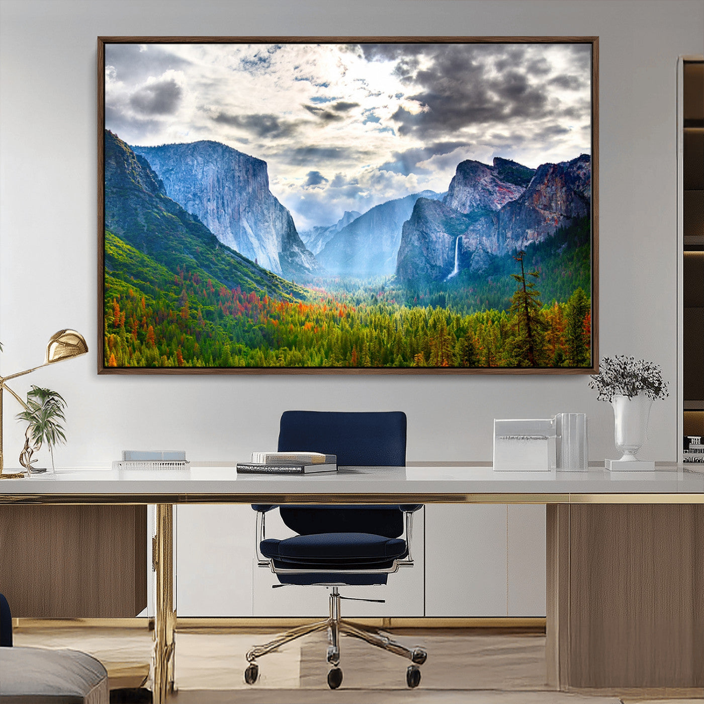 MGV-FC-36X24 - Yosemite Park Half Dome 3 Panel Canvas Print | Large Giclée Landscape Wall Art for Living Room,
