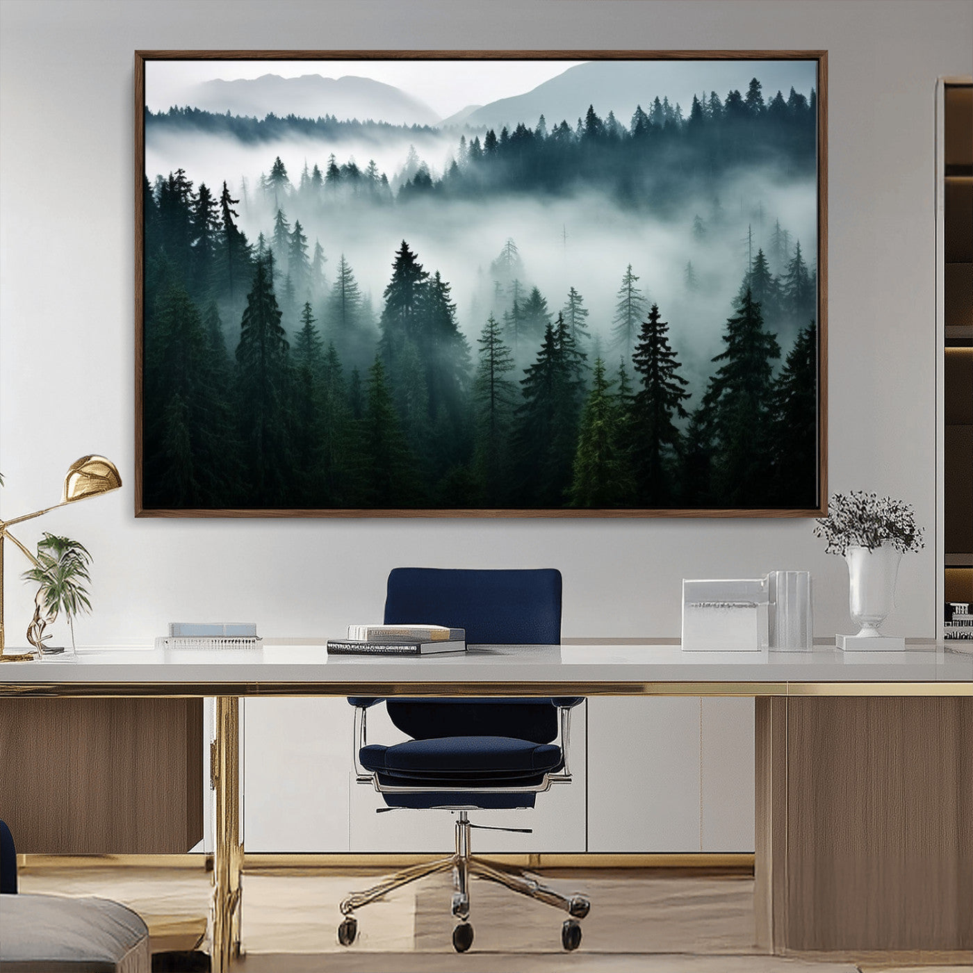 MGV-FC-36X24 - Captivating Misty Forest Wall Art Canvas, Premium Canvas Print a Foggy and Serene Atmosphere