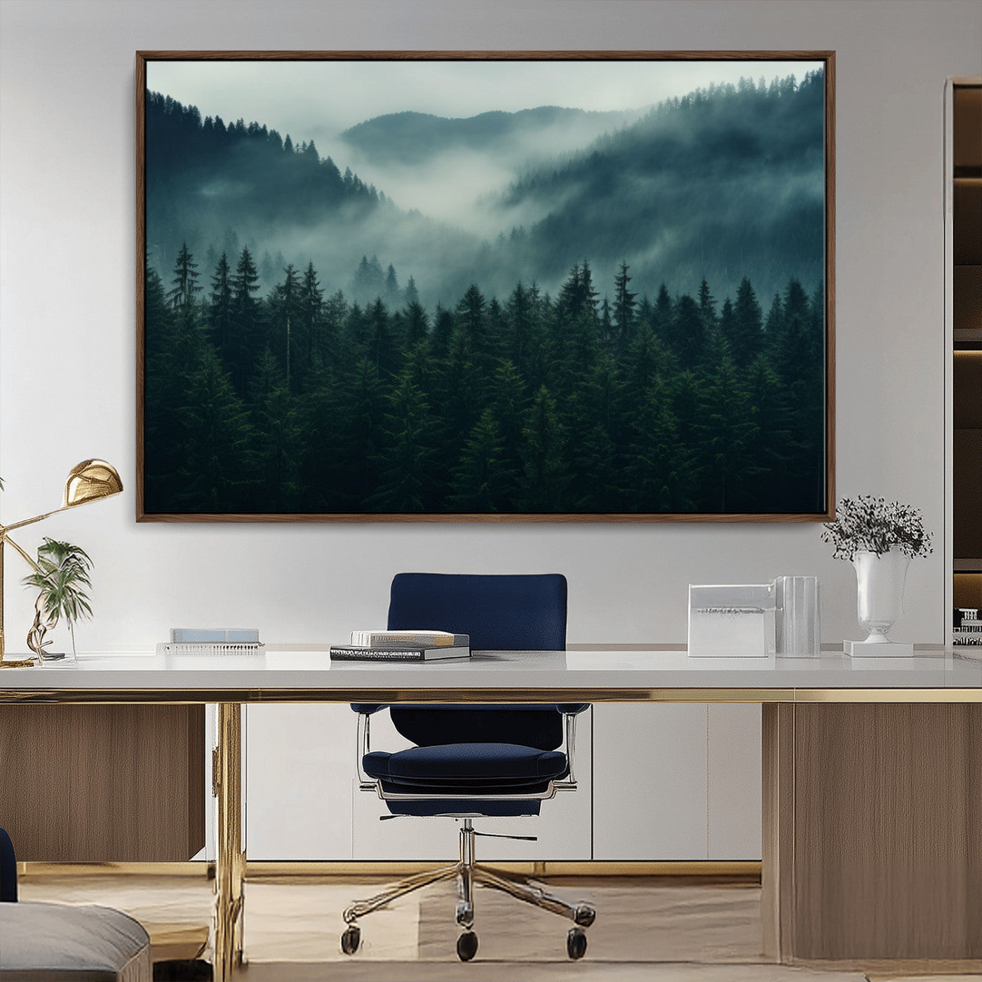 MGV-FC-36X24 - Captivating Misty Forest Wall Art Premium Canvas Print,  Foggy and Serene Atmosphere Wall Art Canvas