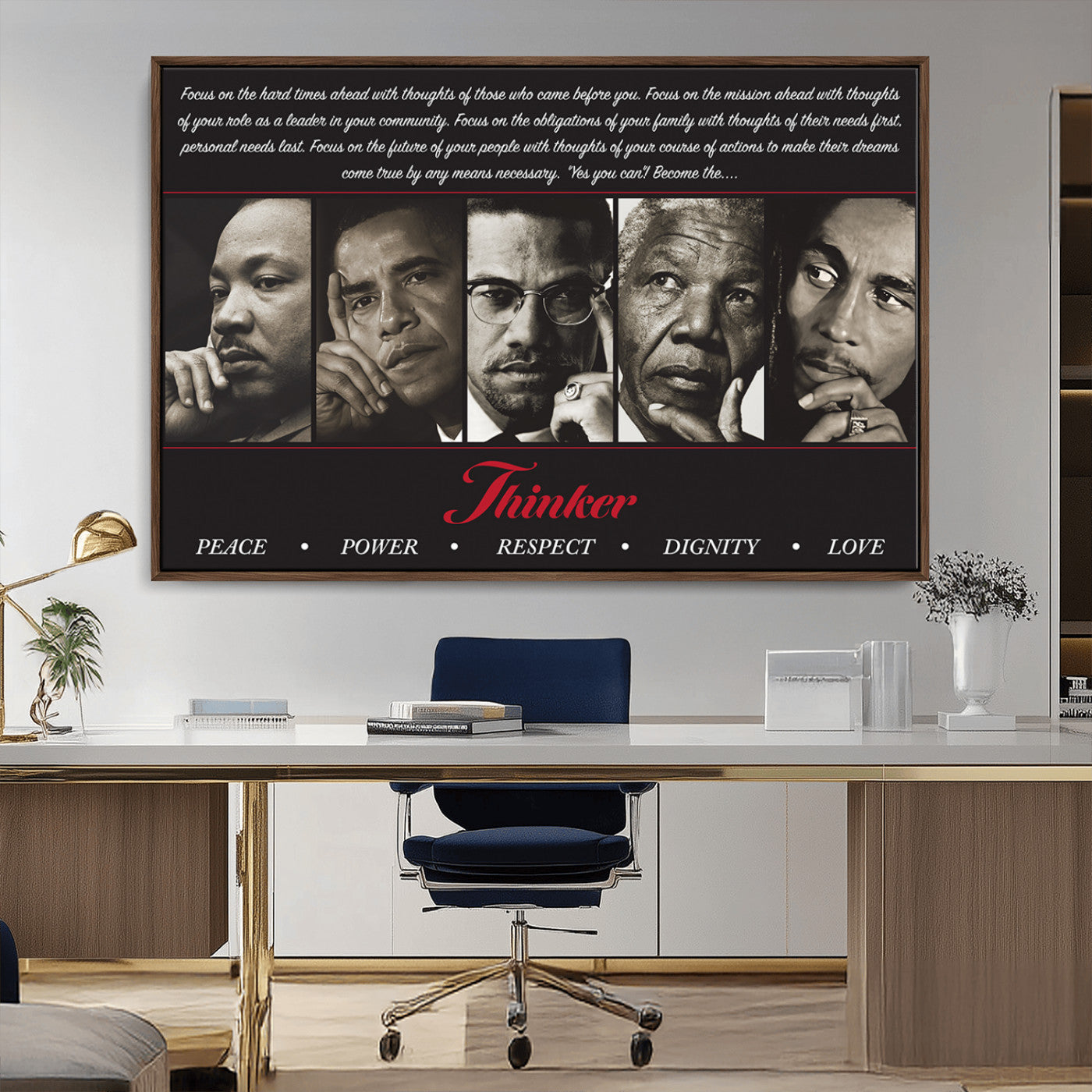 MGV-FC-36X24 - Thinkers of Wall Art Canvas Print - Inspirational Wall Art Featuring Icons of Peace, Power, and