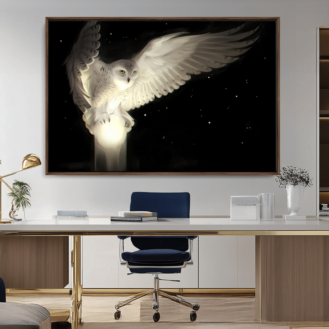 MGV-FC-36X24 - Night Owl Art -  Illuminating the Darkness – Unique Animal-Inspired Wall Art for Modern Decor |