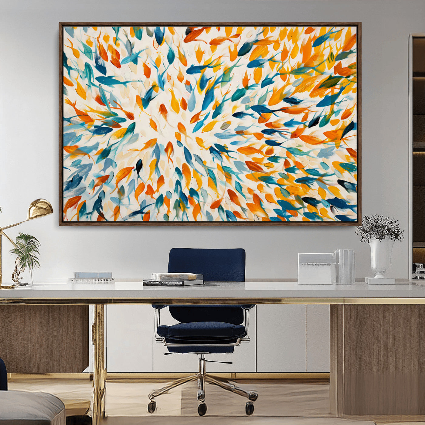 -Colorful Fish Wall Art Print – Abstract Ocean-Inspired Wall Art for Modern Spaces | Framed Canvas,