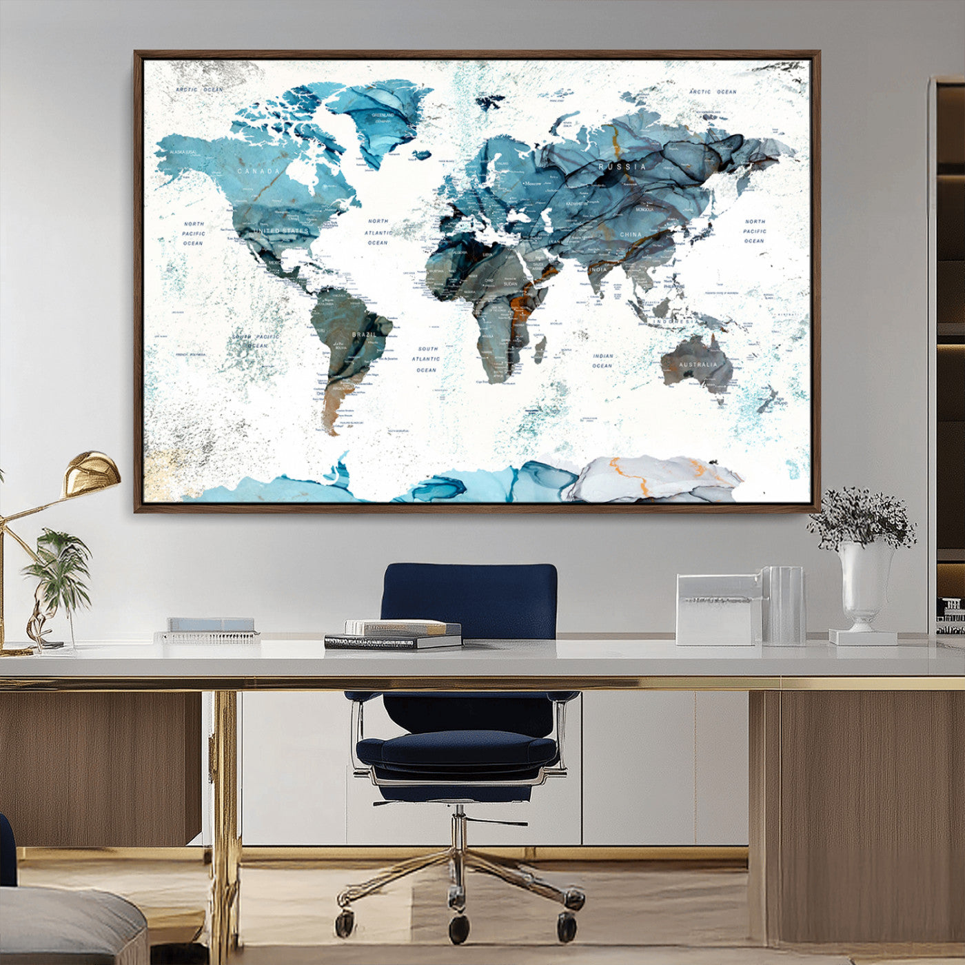 MGV-FC-36X24 - Push Pin World Map Canvas Print – Framed Wall Art for Couples to Track Their Travels – Anniversary