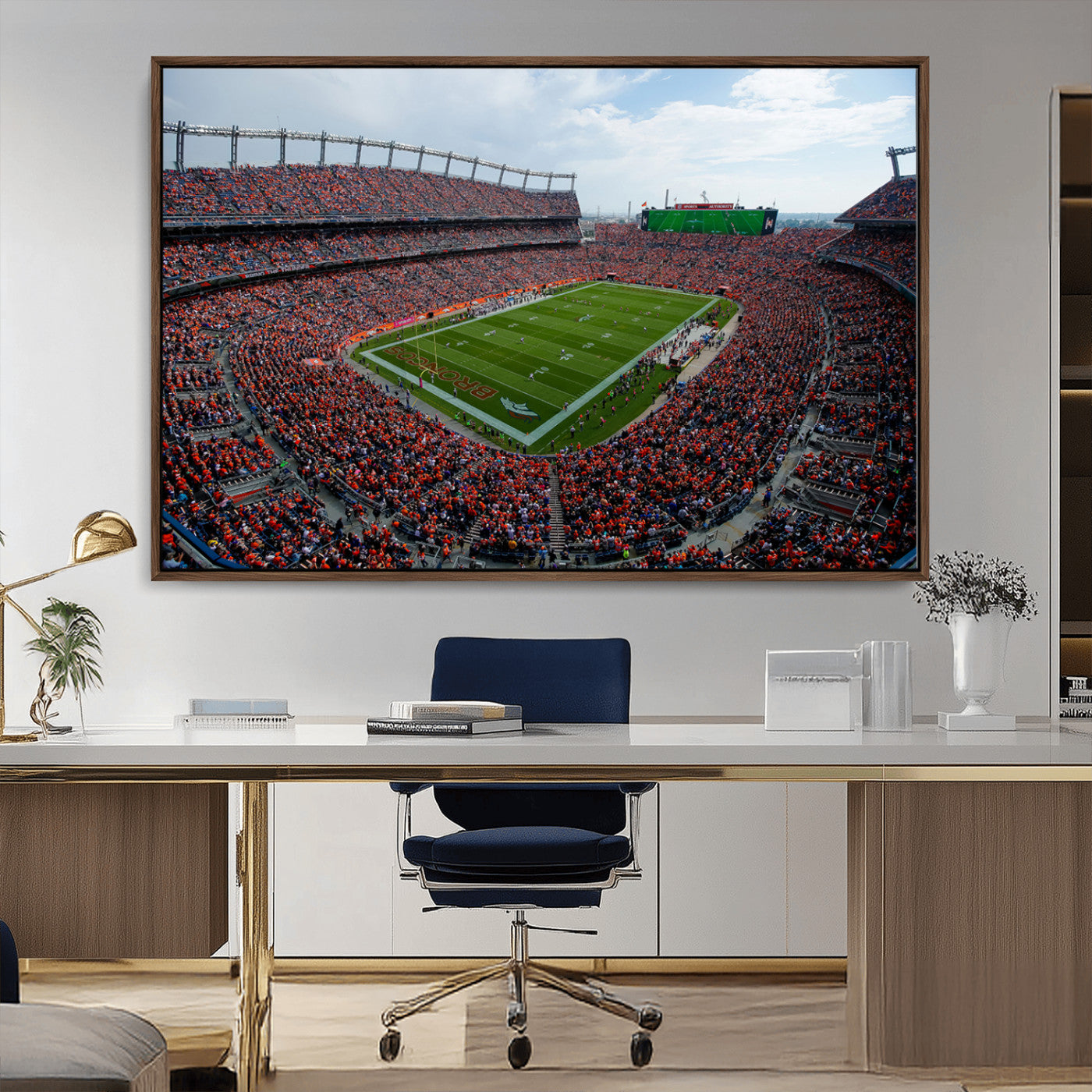 MGV-FC-36X24 - Denver Broncos Football Team Print - Empower Field Mile High Stadium Wall Art Canvas Print